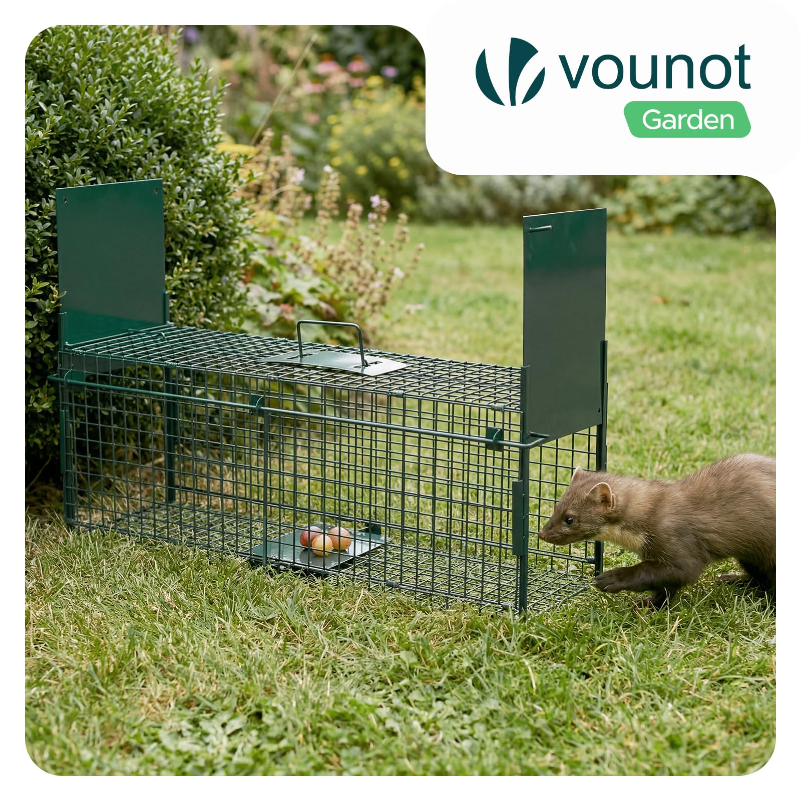 Piège à Animaux Vivants 80x26x34cm Cage de Capture sans Cruauté Réutilisable pour Rats Fouines Lapins Renard Vert