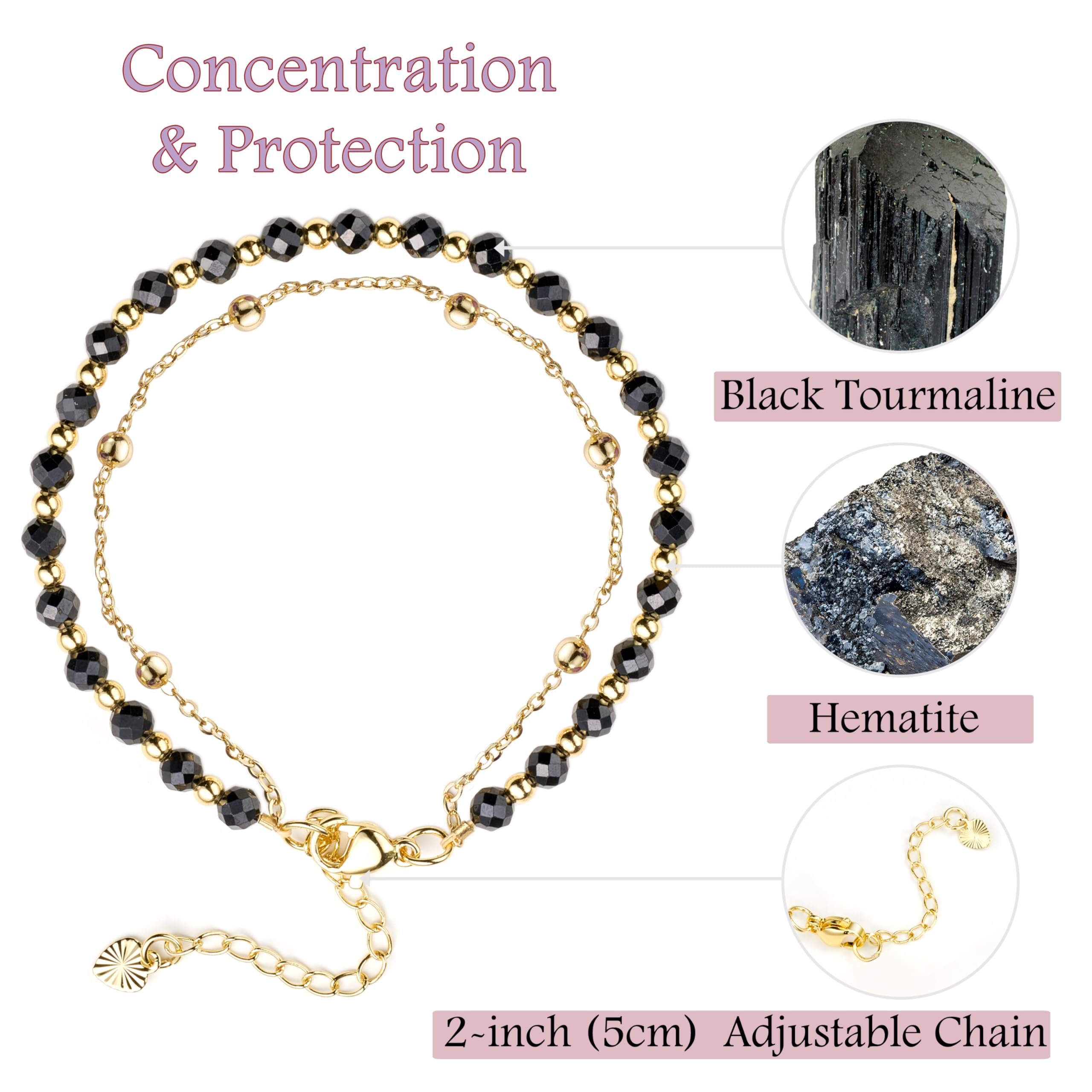 Farfume Bracciale Pietre Naturali per Donna Perle in Pietra Naturale da 4mm Gemme Lavorate a Mano Gioielli Ideale Regalo