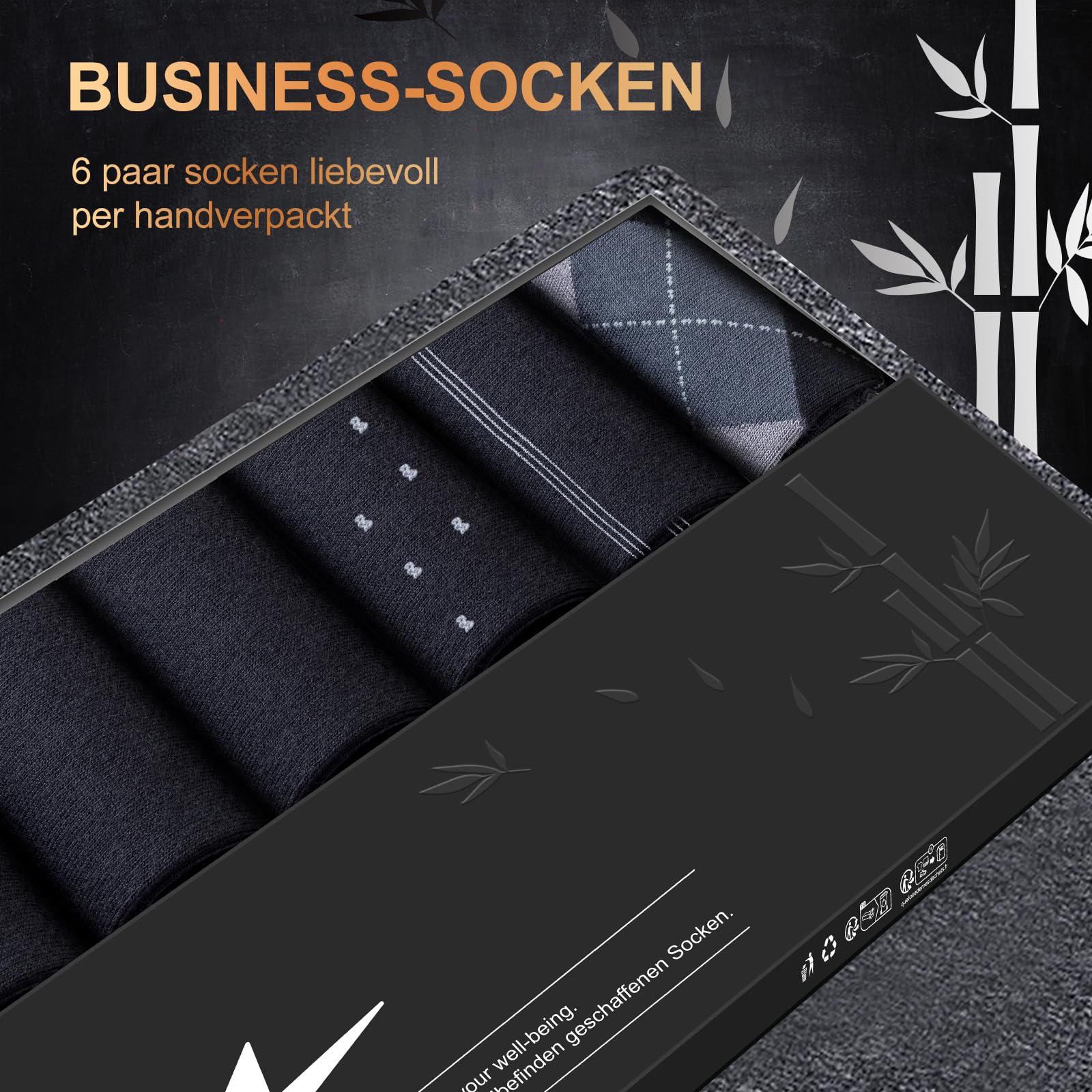 Calcetines de Bambú Transpirables para Hombre y Mujer 6 Pares, Calcetines de Negocios con Caja de Regalo