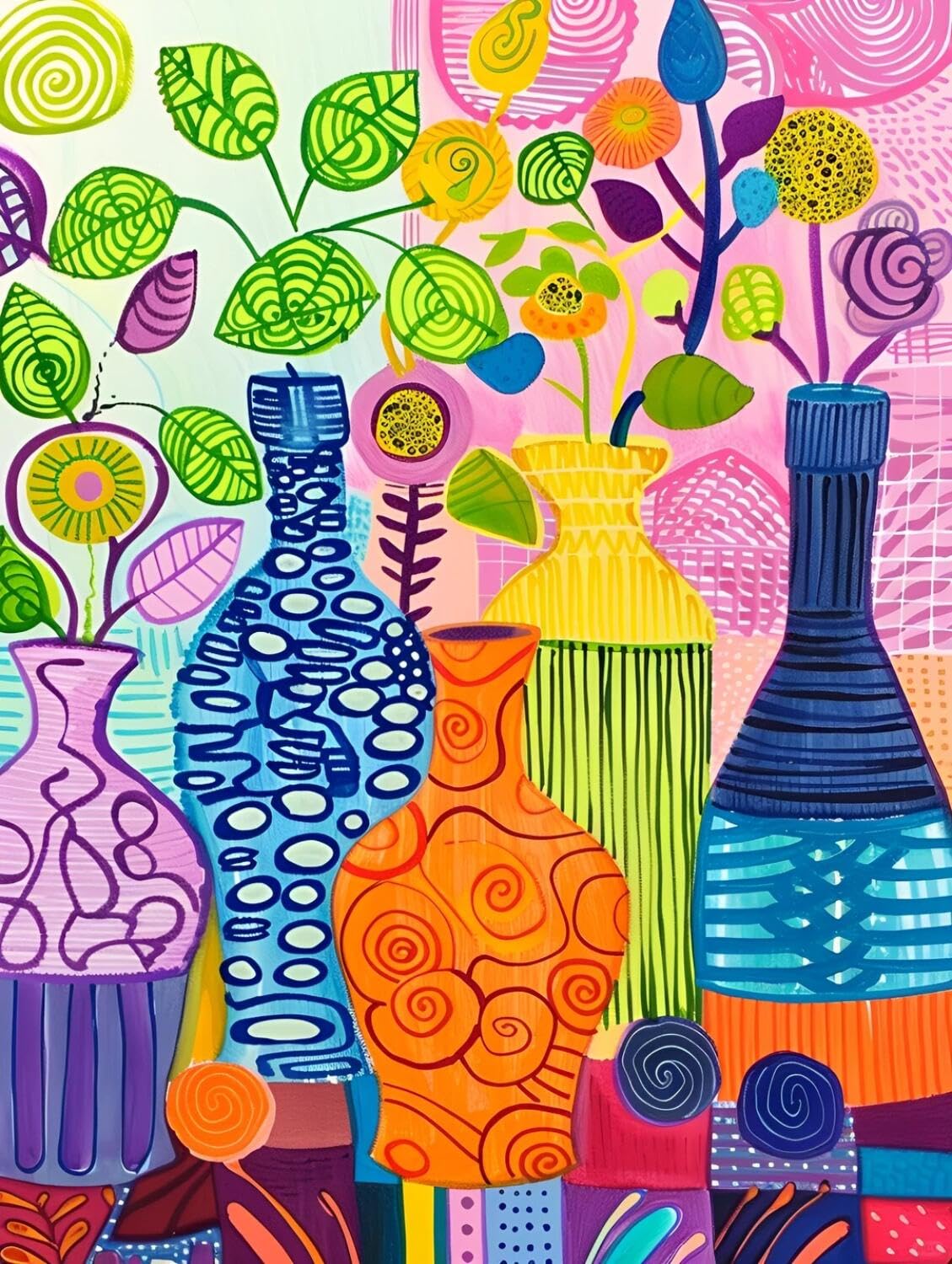 Rqwybcaxn Bead Embroidery Kits Ethnic Style vase 40x50cm