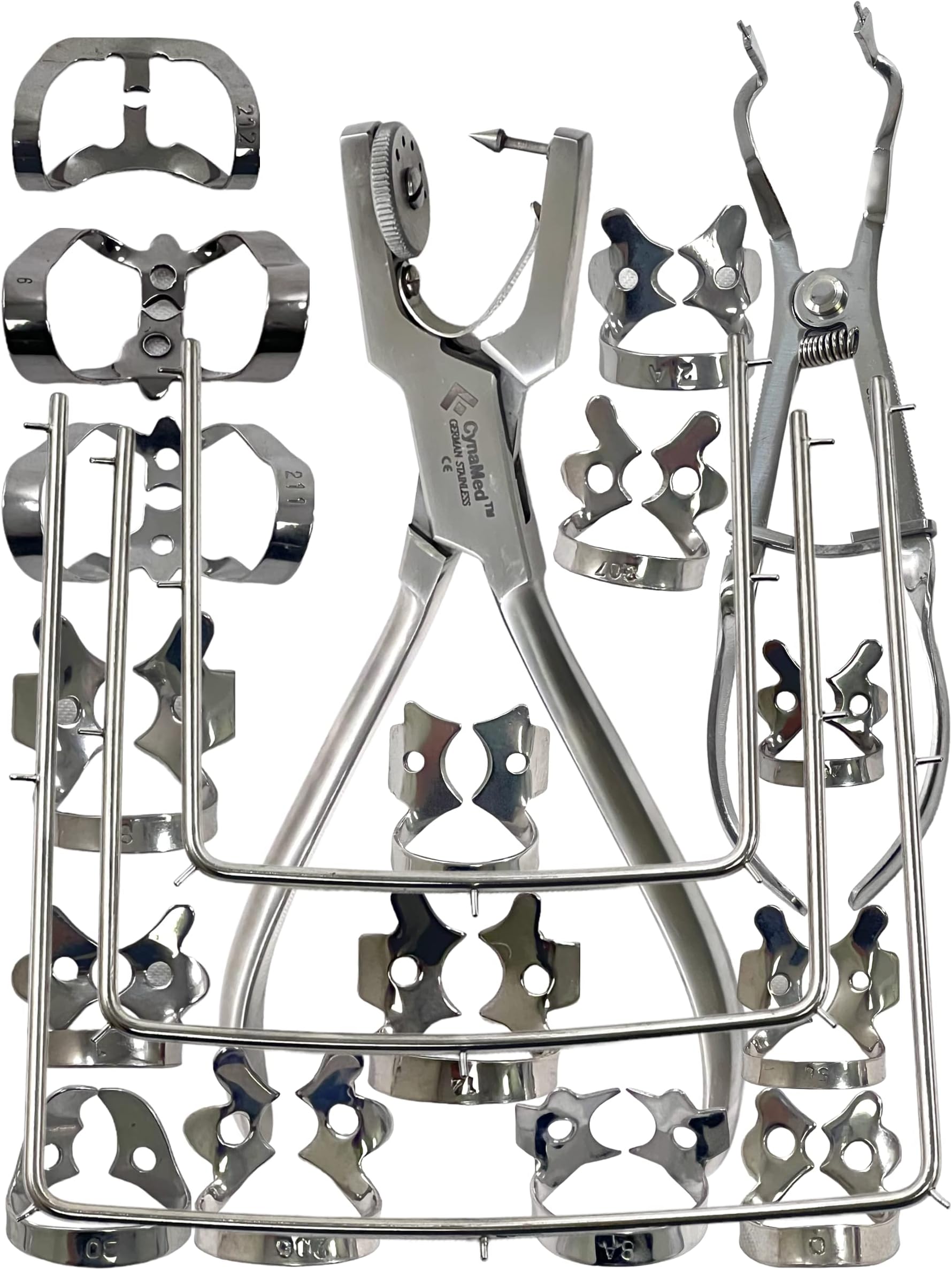 New Premium Dental Rubber Dam Clamps Set |Rubber Dam Kit Starter with Frame |Rubber Dam Punch Plier |Rubber Dam Clamps Forceps | Rubber Dam Clamps Dental Instruments (20 Piece Set)