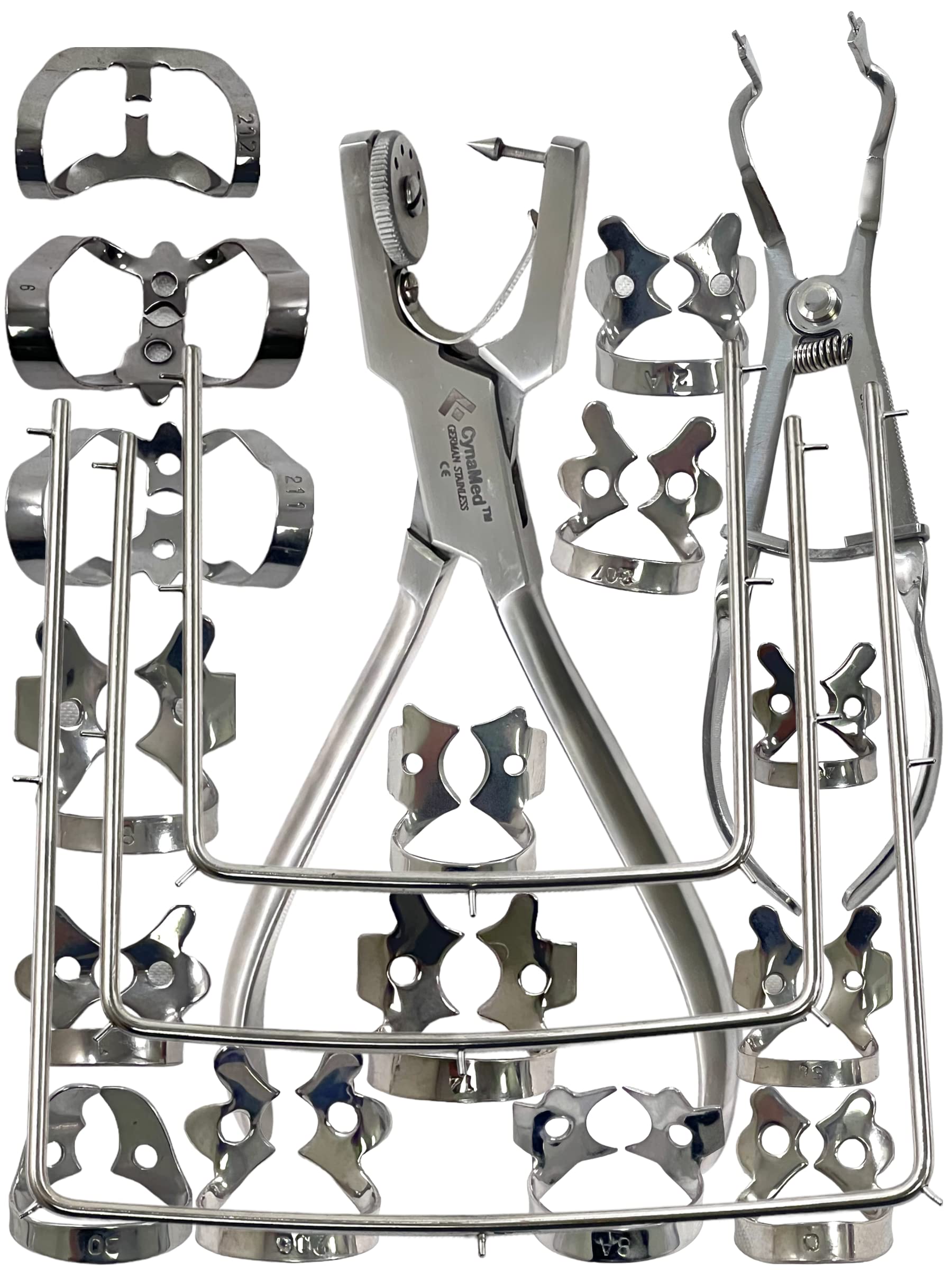 New Premium Dental Rubber Dam Clamps Set |Rubber Dam Kit Starter with Frame |Rubber Dam Punch Plier |Rubber Dam Clamps Forceps | Rubber Dam Clamps Dental Instruments (20 Piece Set)
