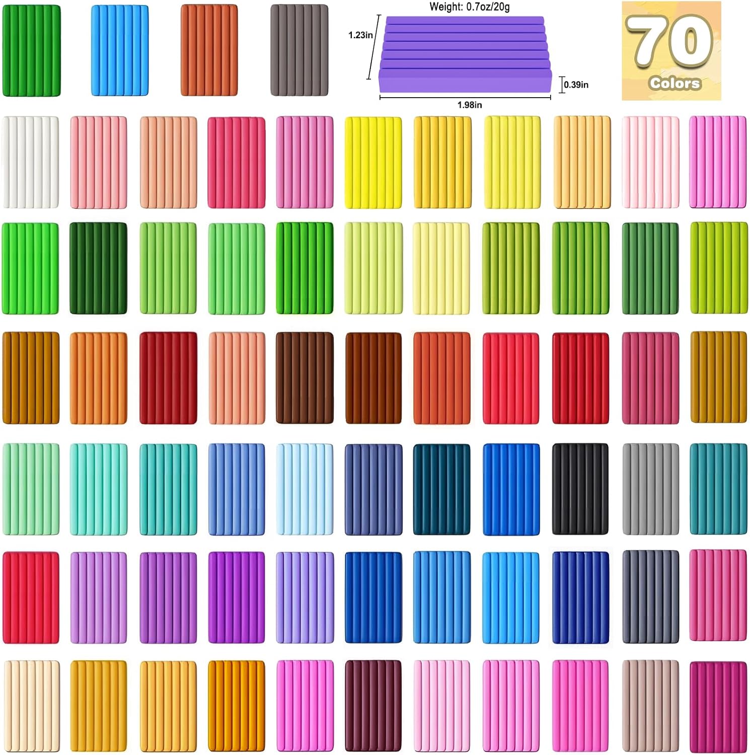 Ixiaoyoo 70 Colors Polymer Clay, DIY Modeling Clay Starter kit for Kids, Oven Baked Model Clay Art & Crafts Toys with Sculpting Tools, Non-Sticky, Birthday & Christmas Gift for Kids & Adults Artists