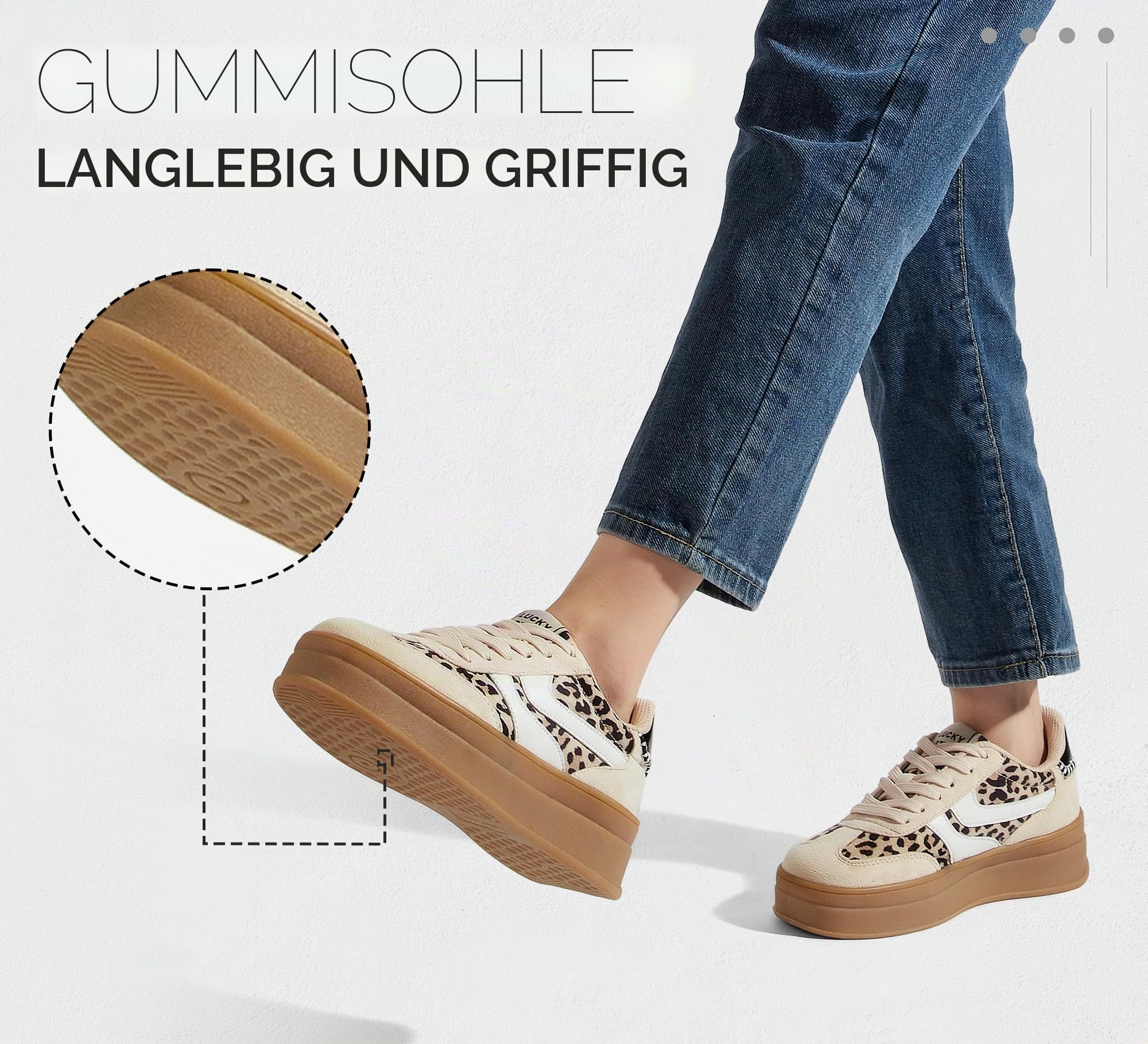LUCKY STEP Plateau-Sneakers Damen, Retro-Stil mit Dicker Gummisohle, Bequem für Tennis, Skate und Training, Klassische Walking-Schuhe im lässigen Streetwear-Look