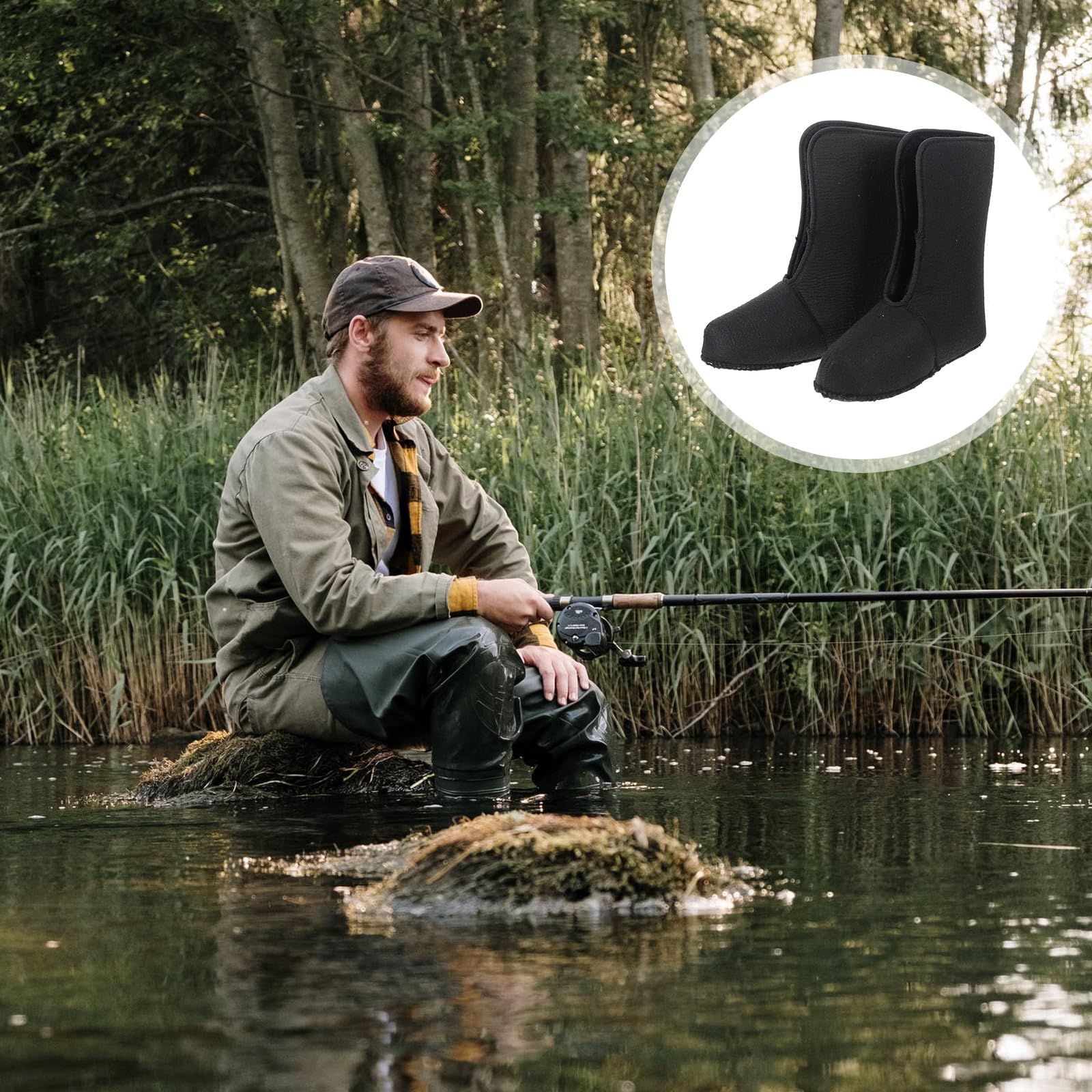 Warme Gefütterte Anglerstiefel mit Plüschfutter Leichtes und Gefrierverhinderndes Innenfutter für Jagd und Winter Schwarze Winterschuhe