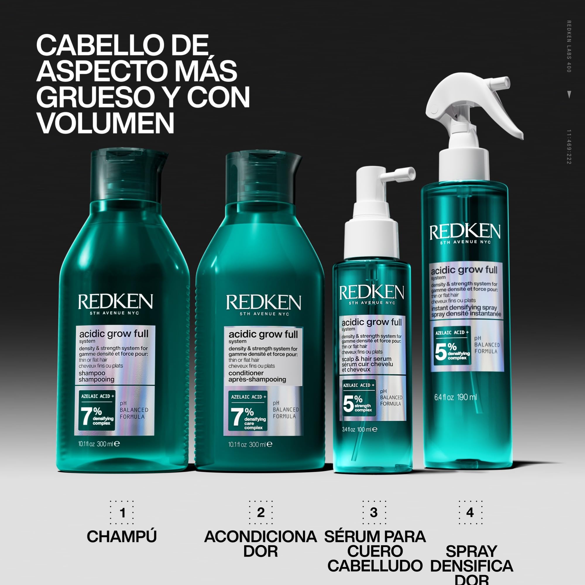 Redken, Acondicionador de Densidad, Para Cabello Fino, Sin Volumen, Desenreda, Reequilibra e Hidrata el Cuero Cabelludo, Con Ácido Azelaico, Acidic Grow Full System, 300 ml