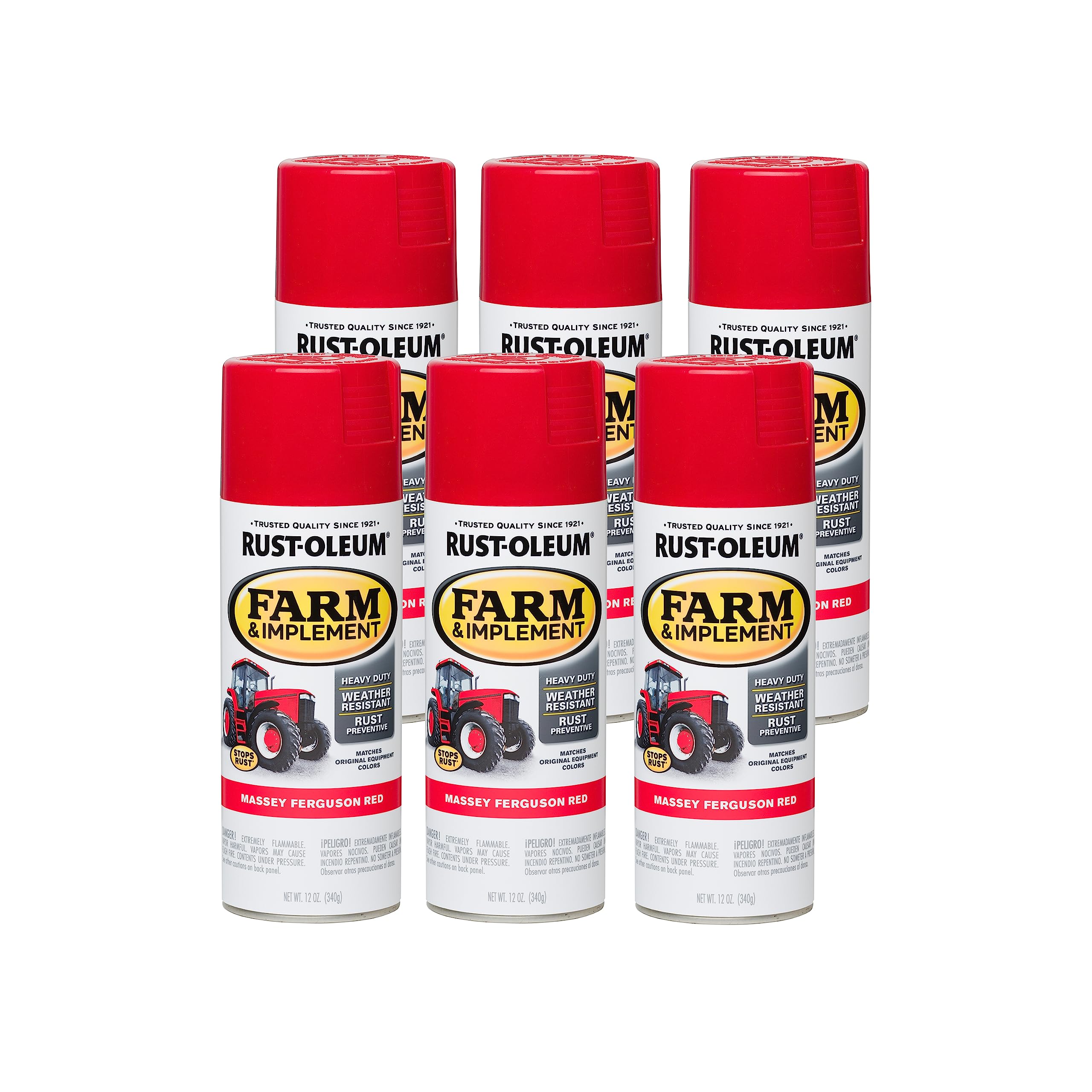 Rust-Oleum 280134-6PK Farm &amp; Implement Spray Paint, 12 oz, Massey Ferguson Red, (Pack of 6)