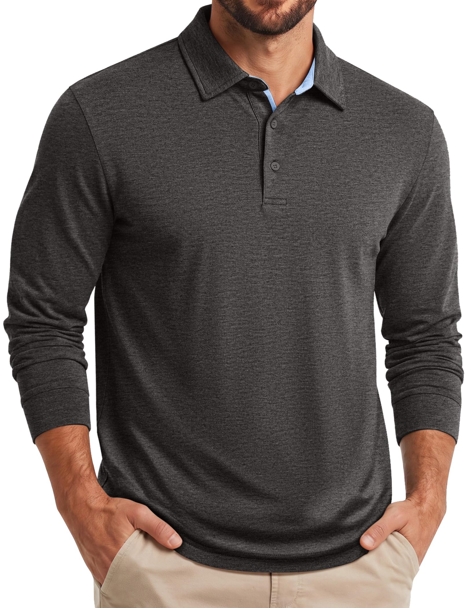 COOFANDY Poloshirt Herren Langarm Polo Shirt Langarmshirt | Langarm Polohemd Longsleeve Herren T Shirt, Regular Fit, Casual Business Golfshirt, S-4XL