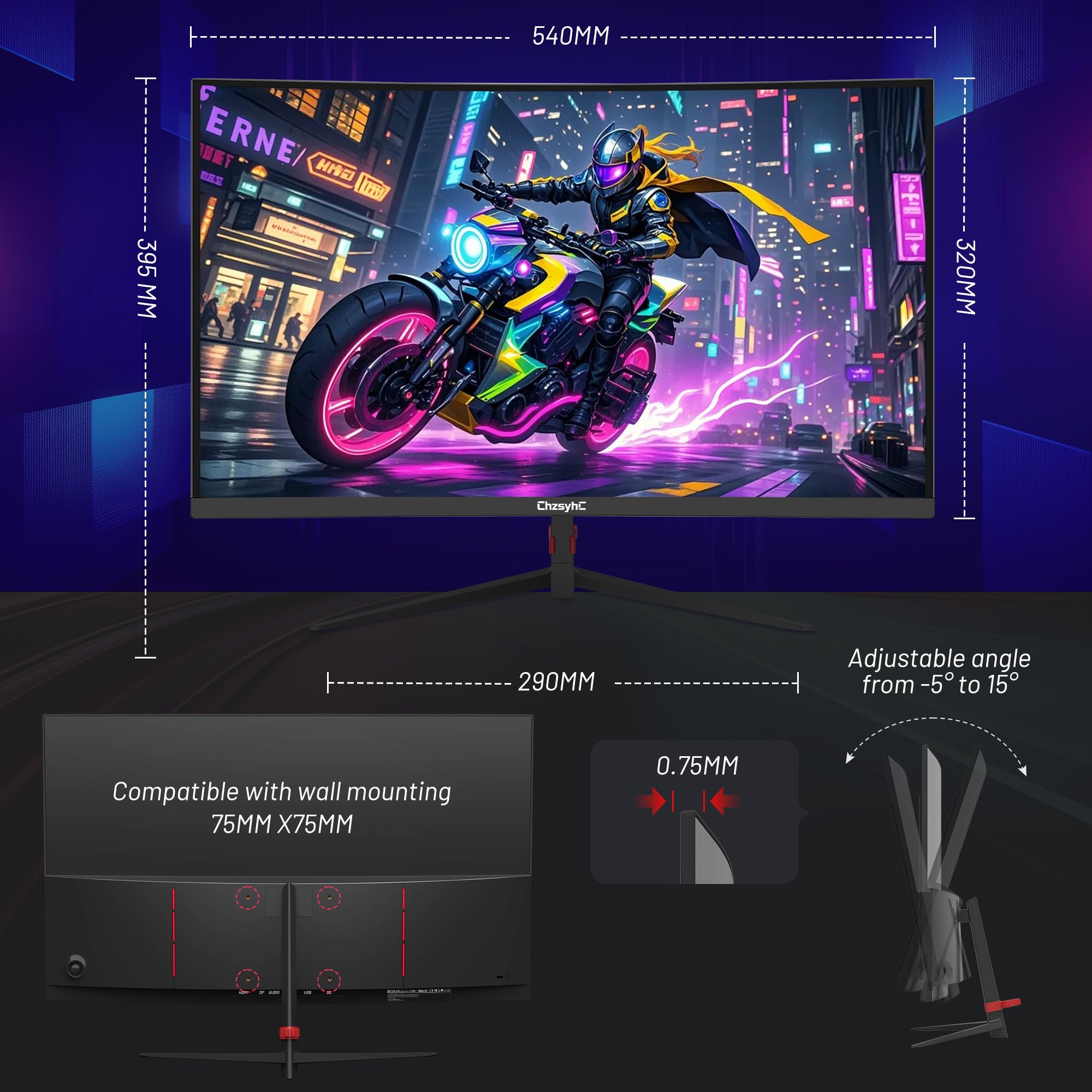 24-calowy zakrzywiony monitor gamingowy 180 Hz, FHD 1080P (1920 x 1080), krzywizna 1800R, 1 ms MPRT, FreeSync, porty HDMI 2.0 i DP 1.4, kompatybilny z mocowaniem VESA - zawiera kabel HDMI