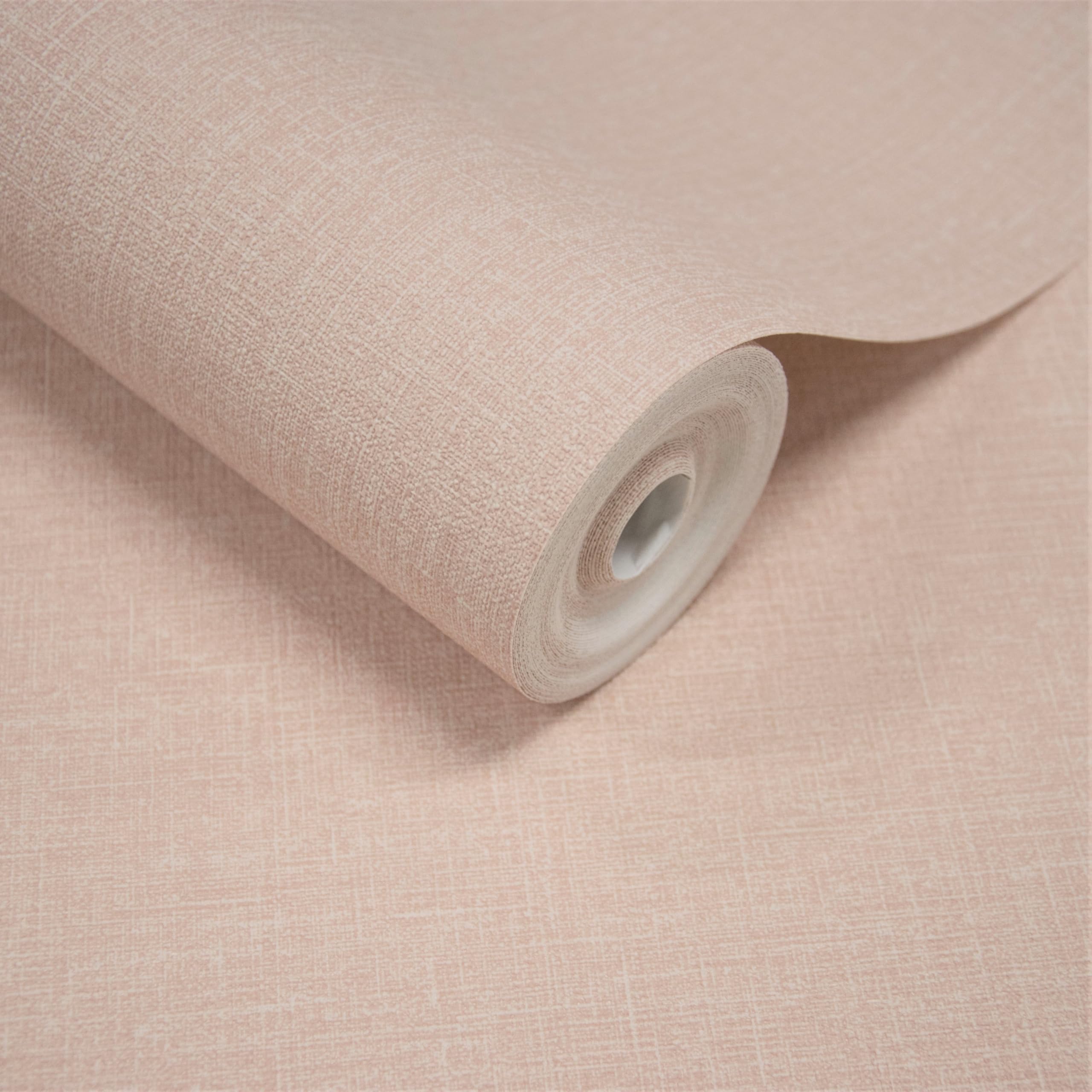 Grandeco Pink Boutique Pure & Protect Cirrus Woven Linen Textured Antibacterial Wallpaper, Pale