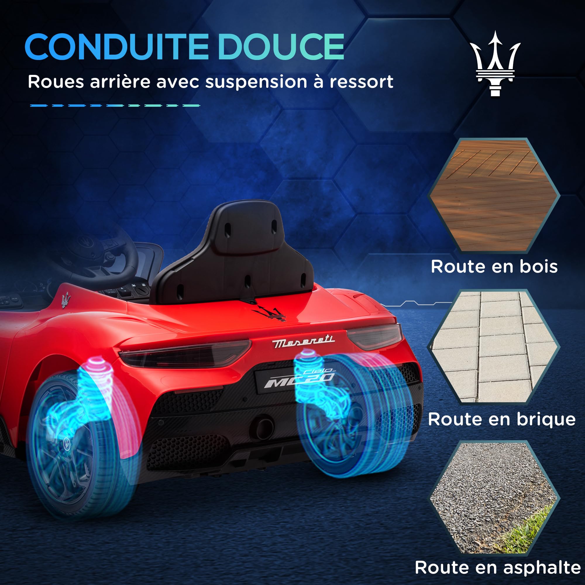 AIYAPLAY Voiture Électrique Enfants sous Licence Maserati MC20 12V Rouge