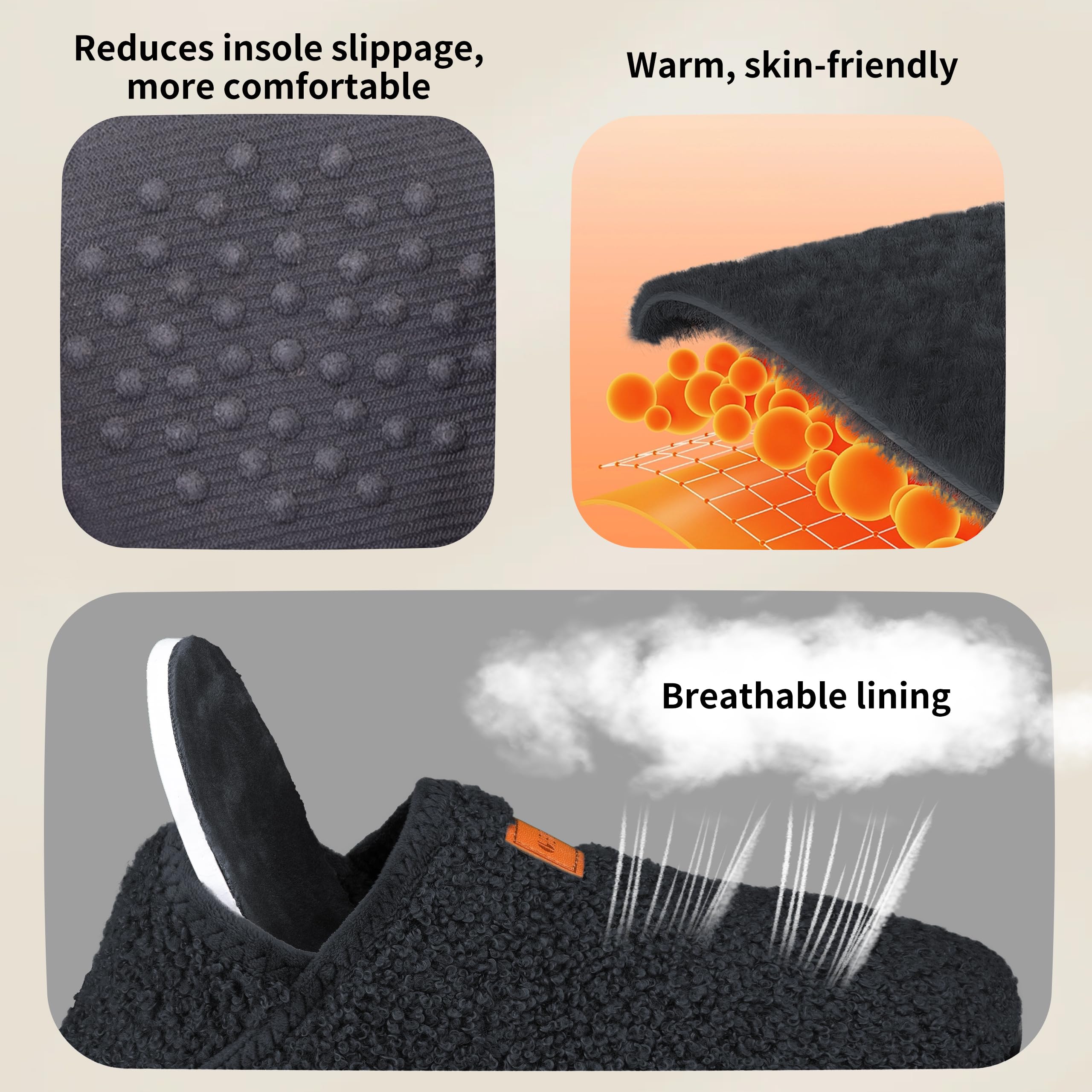 Pantuflas de piel mullida para mujer y hombre, zapatos casuales para casa, antideslizantes, calcetines cálidos, espalda cerrada, zapatos para interiores y exteriores