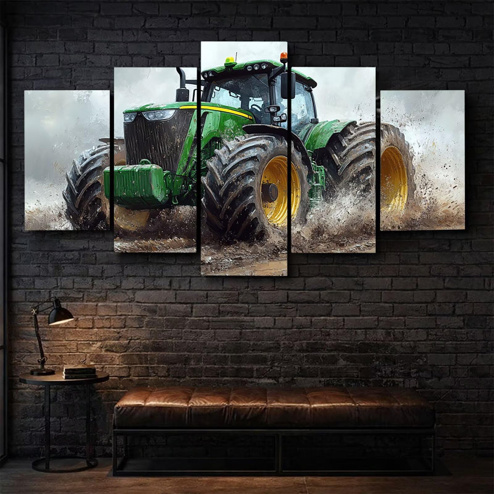 5 Pack Leuchtend Malen Nach Zahlen Erwachsene Traktor Drei Größen YCBZ-2496 | DIY Set Erwachsene mit Pinselset Acrylfarben Set Fünf Leinwand zum Bemalen Landschaft Deko Wohnzimmer Geschenke für Frauen
