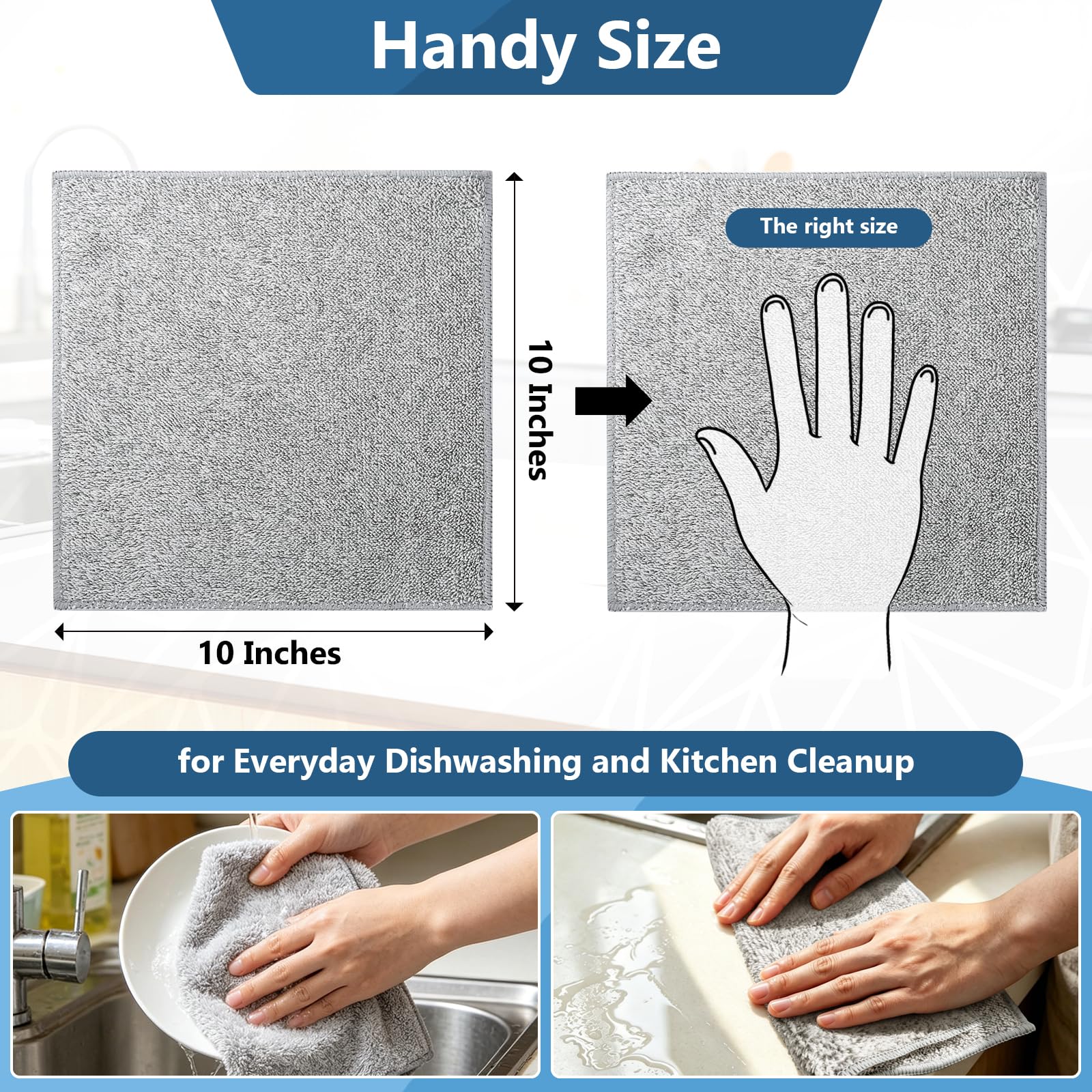 FGSAEOR Paños de cocina (12 unidades), paños de cocina de alta calidad, paño de limpieza de microfibra súper absorbente, trapos antiadherentes lavables con aceite de secado rápido para lavar platos