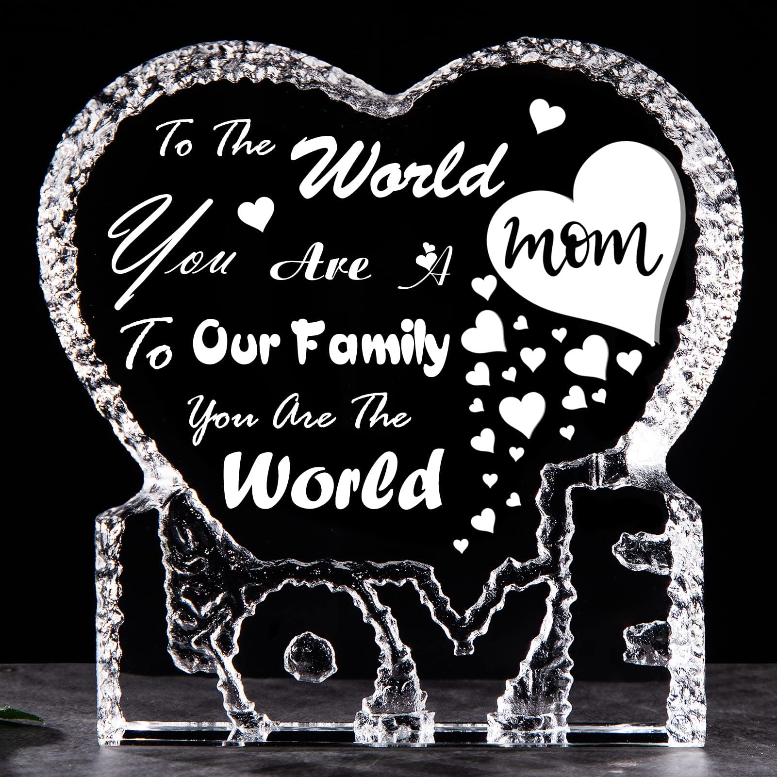 ERWEIMom Birthday Gifts from Daughter Son Mom Gifts for Christmas Mothers Day Engraved Crystal Paperweight Decoration for Mothers Crystal Heart Keepsake