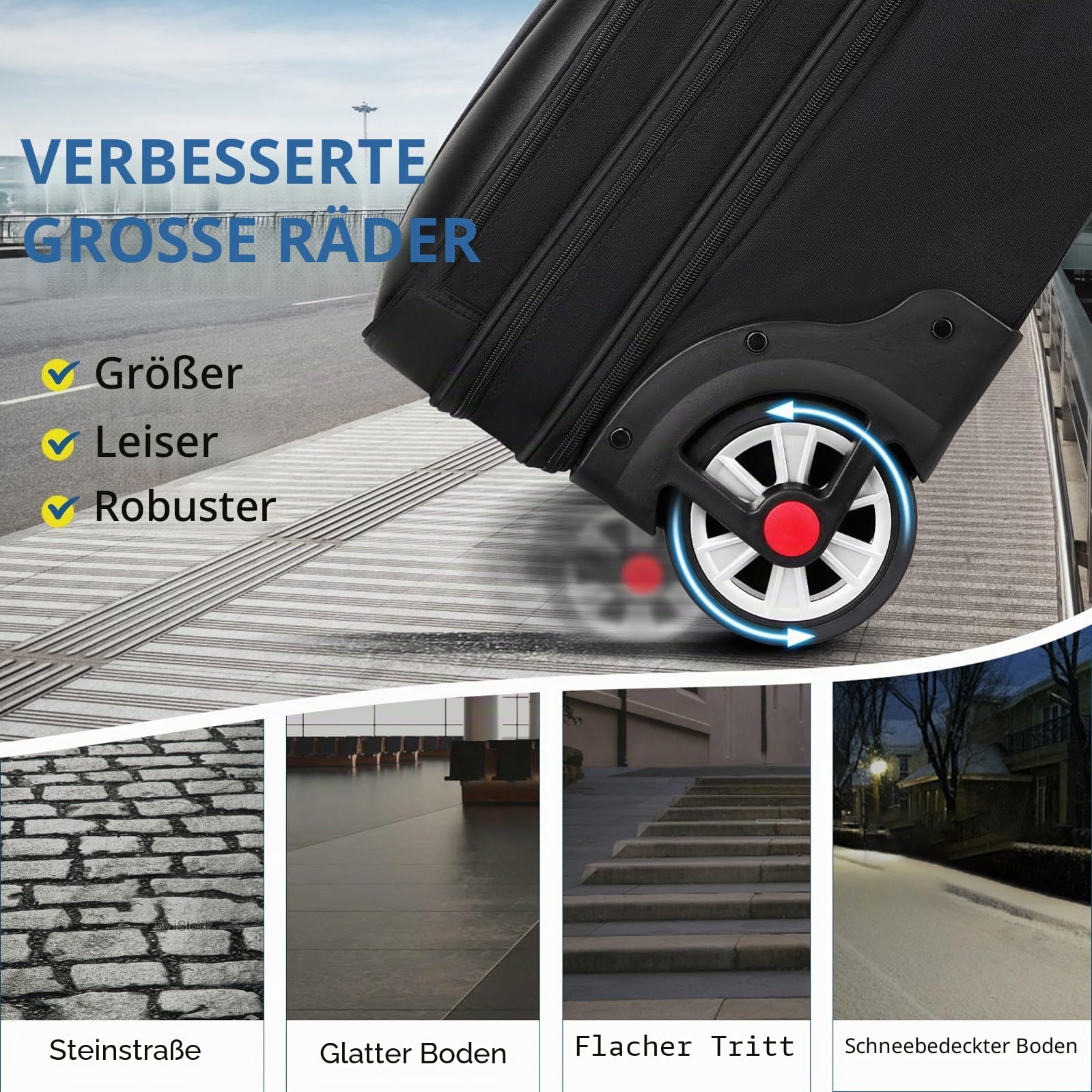 MATEIN Business Trolley mit Großen Rädern, Laptop Trolley 17,3 Zoll mit 3 Packing Cubes, Pilotenkoffer mit Rollen wasserdichte, Aktenkoffer mit Rollen für Herren, Reisen, Arbeit, Schule, Schwarz