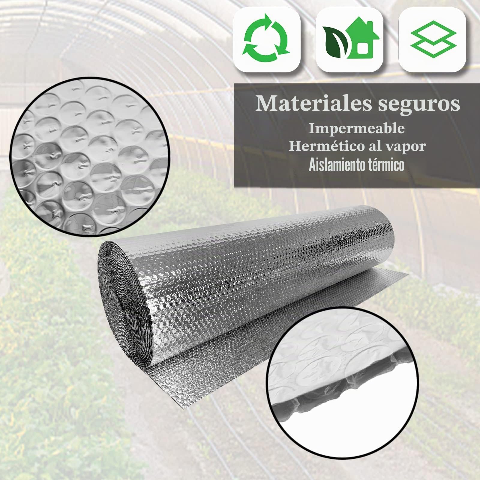 UISEBRT Lámina Aislante de Aluminio, 1 x 10 m, Térmica y Reflectante para Radiadores, 3-4 mm de Grosor, Aislamiento Térmico