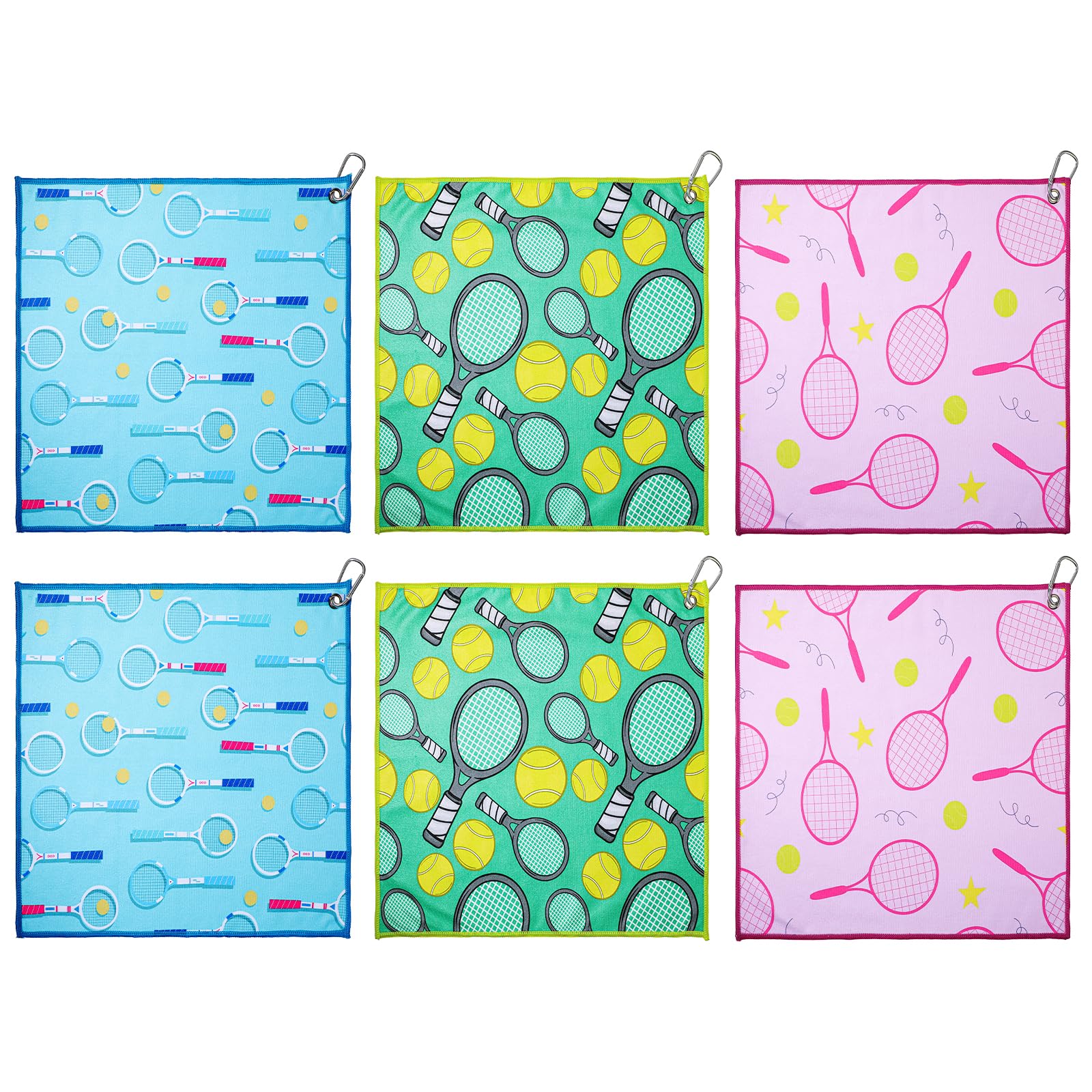 6 Pcs Soft Tennis Towel 15 x 16.5 Inch Absorbent Fast Drying Sports Towel with Clip Funny Tennis Gift for Women Men Sports Player Fitness Accessories