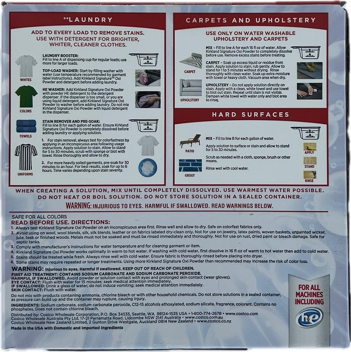 Kirkland Signature Oxi Powder Laundry Booster & Multipurpose Stain Remover, 11lb