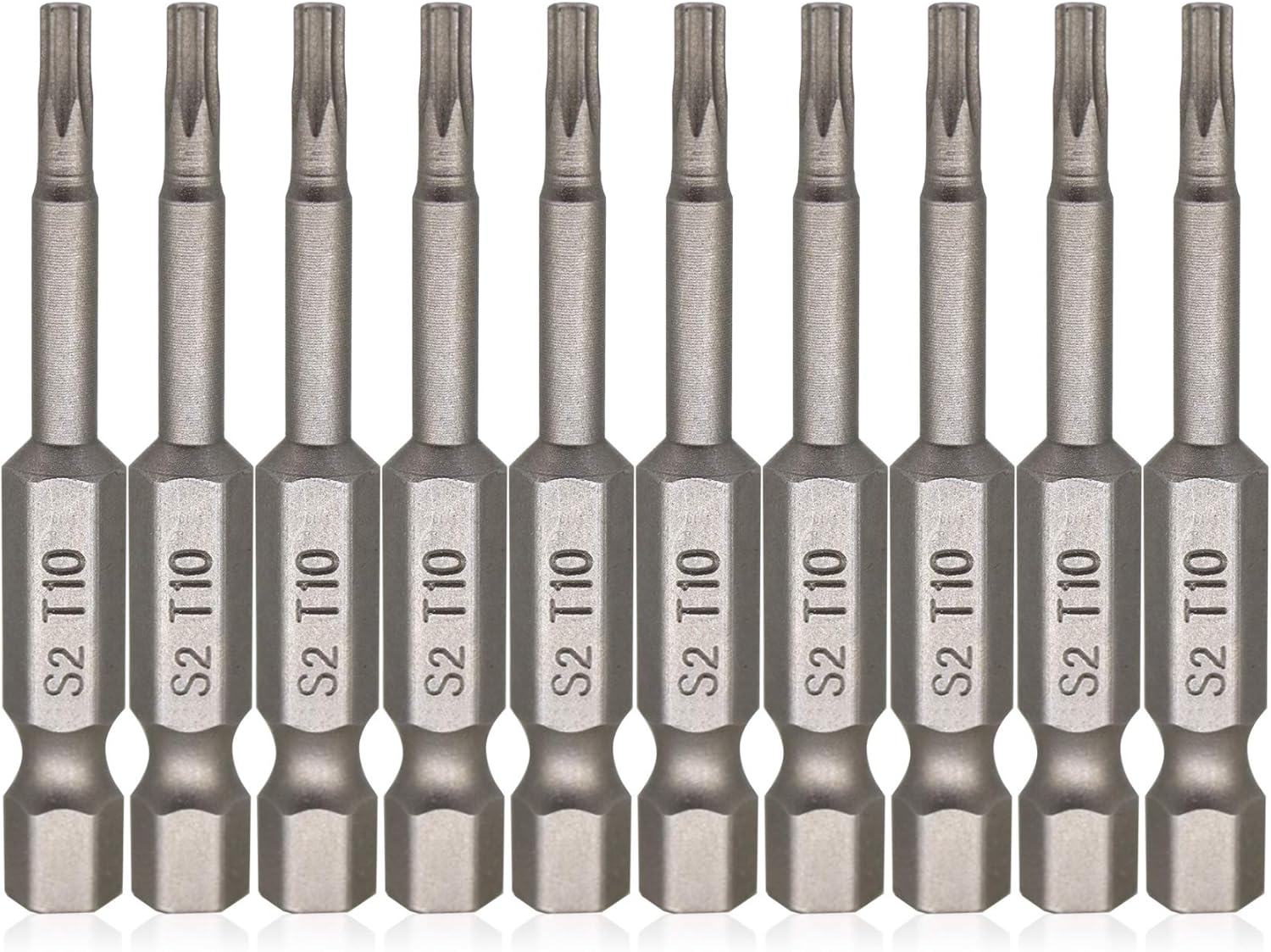 T10 Torx Magnetic Screwdriver Bits, 1/4 Inch Hex Shank 2 Inch Length S2 Steel Security Star 6 Point Screw Driver Kit Tools 10pcs