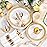 WELLIFE 175Pcs Gold Dinnerware Sets, Include:25 Dinner Plates, 25 Dessert Plates, 25 Paper Napkins, 25 Cups, 25 Plastic Cutlery Set