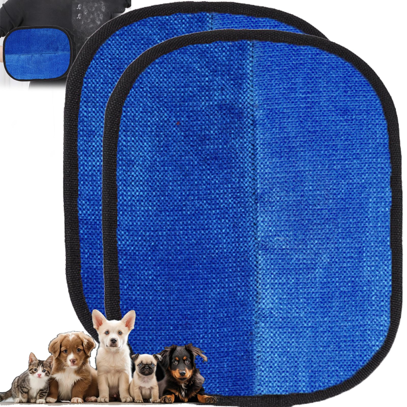TPDRKOWJX Pet Hair Removal Glove, for Dogs, Rhino Ben Reusable Electrostatic Gloves Double-Sided Grooming (3pc)(2*Blue)