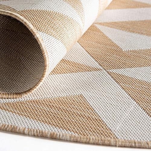 Vista 355 de Unique Loom Unique Loom Outdoor Collection - Alfombra de área - Napa (3 pies 3 pies, redonda, amarillo y aguamarina/amarillo)