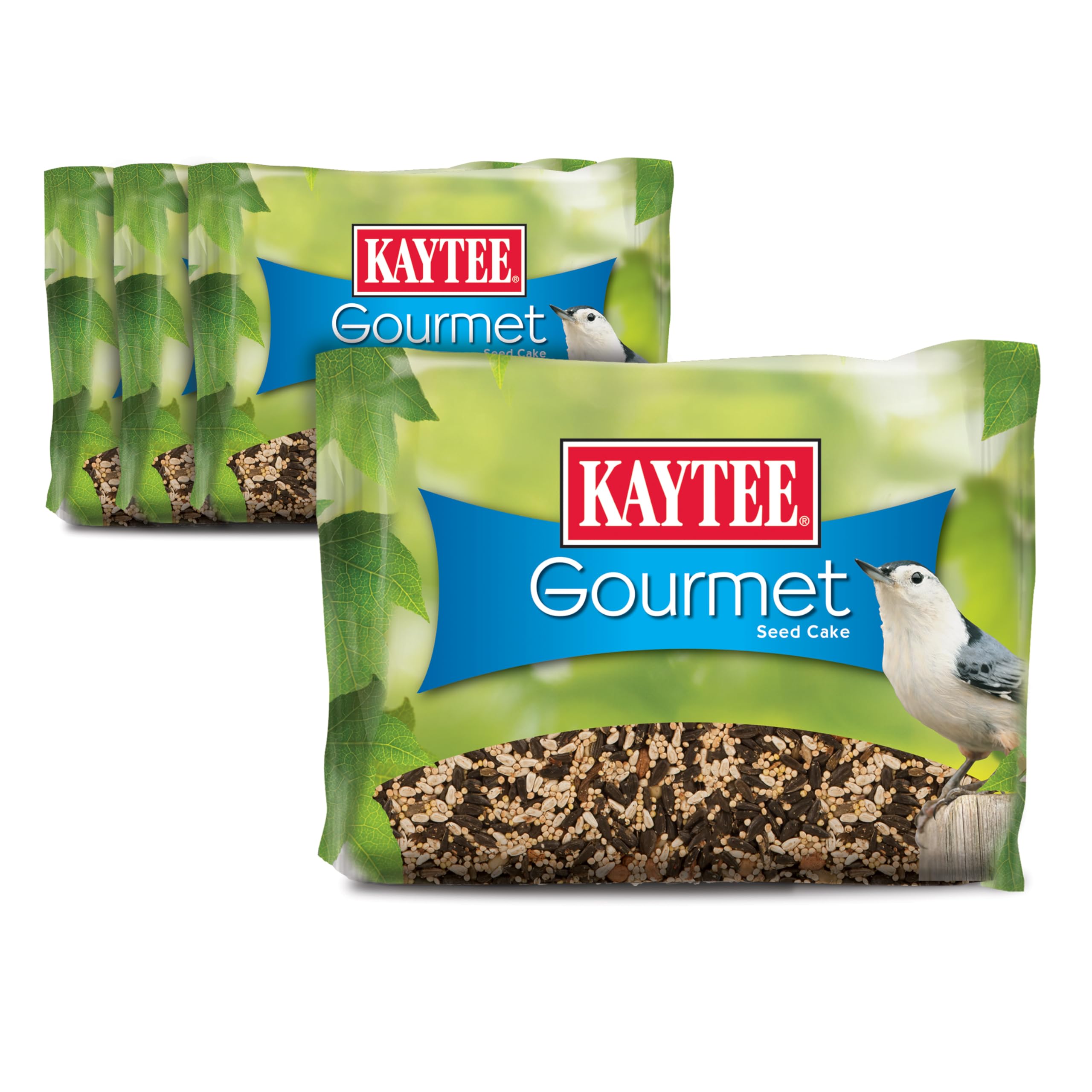Kaytee Wild Bird Gourmet Seed Cake for Cardinals, Chickadees, Juncos, Titmice, Woodpeckers and More, 2 Pounds, 4 Count