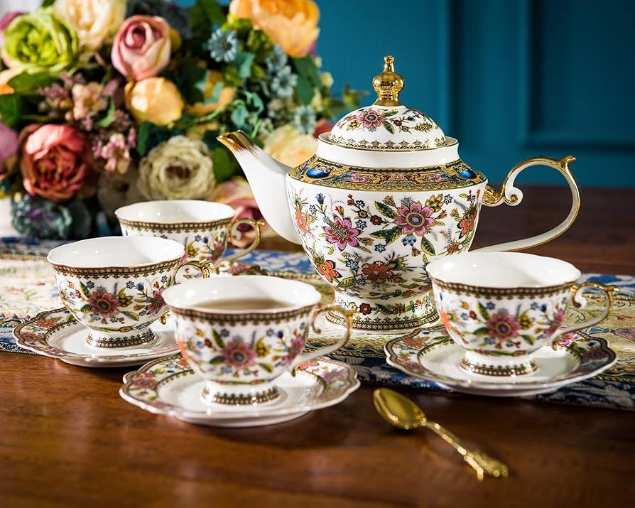 Amazon.com | ACMLIFE Fine Bone China Tea Set, 13-Piece English Tea