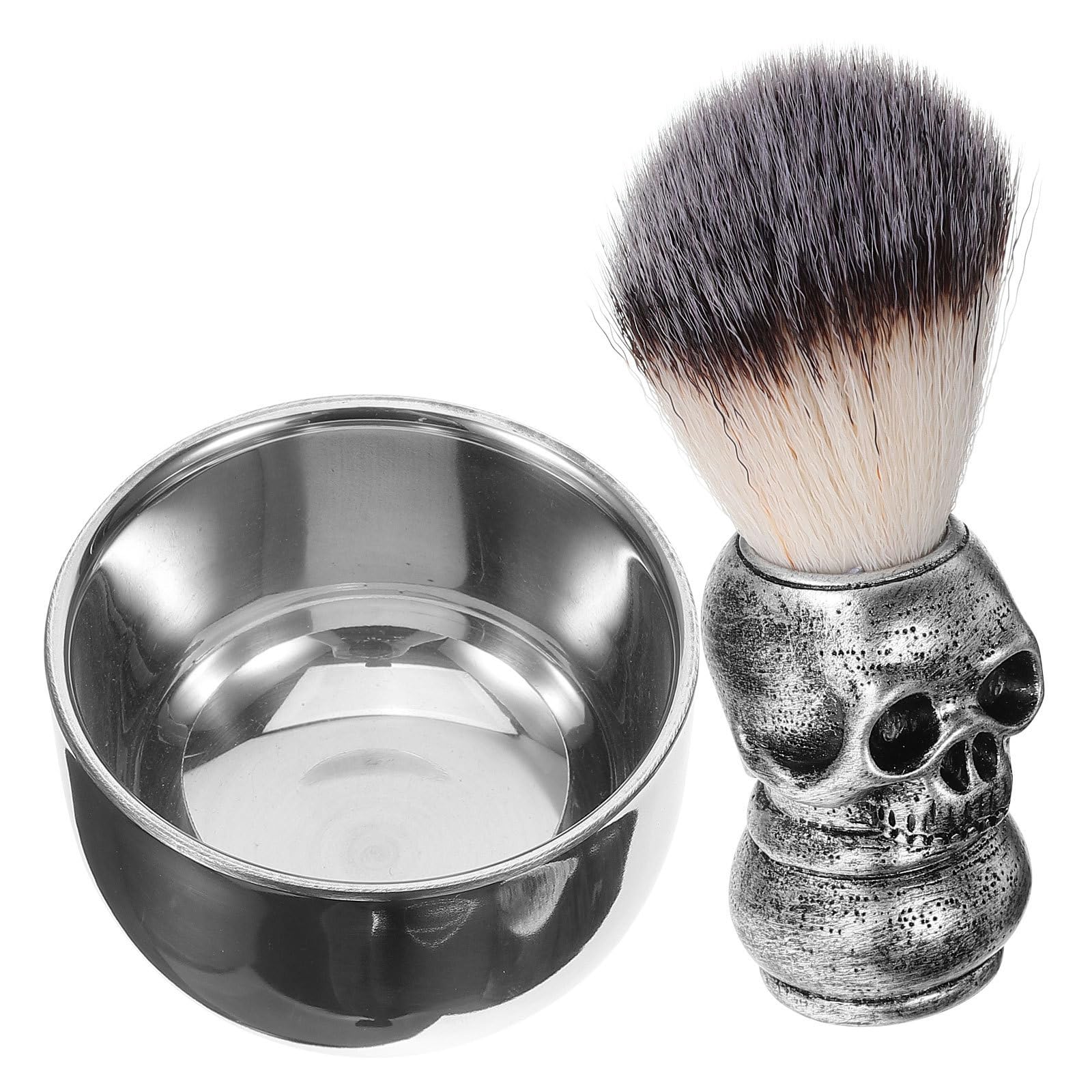 Mobestech 5 Set Kit Rasatura Uomo con Pennello da Barba in Acciaio Inossidabile e Ciotola, Pratico senza Sforzo per Salone di Parrucchiere e Barber Shop