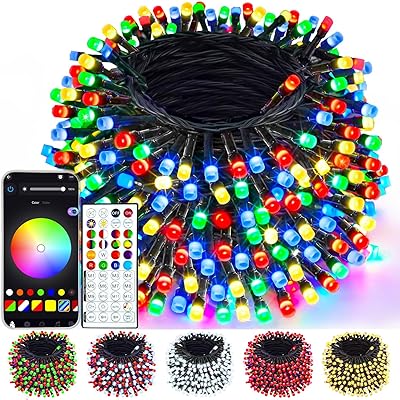 240LED Smart Color Changing Halloween Lights App Controlled, 95FT Waterproof RGB Xmas String Light Music Sync Multiple Modes, Christmas Lights with Remote & Timer Indoor Outdoor Halloween Decorations
