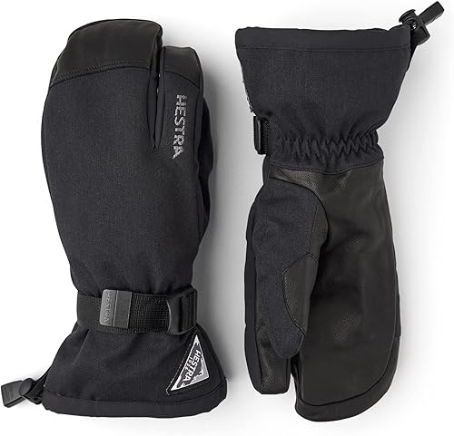 Hestra Guante Unisex Powder Gauntlet de 3 Dedos, Aislado, Guantes de Cuero Resistentes al Viento para Esquí Alpino y Uso Diario para Hombres y