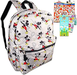Backpack for Kids Set - Mickey School Bag Bundle with 16” Mickey Backpack, Mickey Stickers, Bookmark, More | Mickey Mouse Backpack for Boys