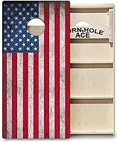 Vista 14 de CornholeAce ACE PRO - Juego de tablas para cornhole con bandera americana, sin rebote, patas anchas triples, madera contrachapada de abedul báltico