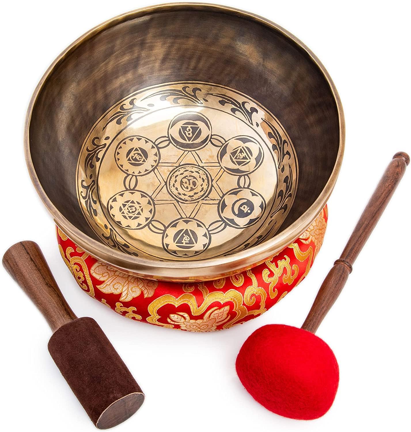 Large Tibetan Singing Bowl Set - 11" Master Healing Big Professional Grade For Sound Bath Chakra 7 Metal Meditation Yoga By Himalayan Bazaar