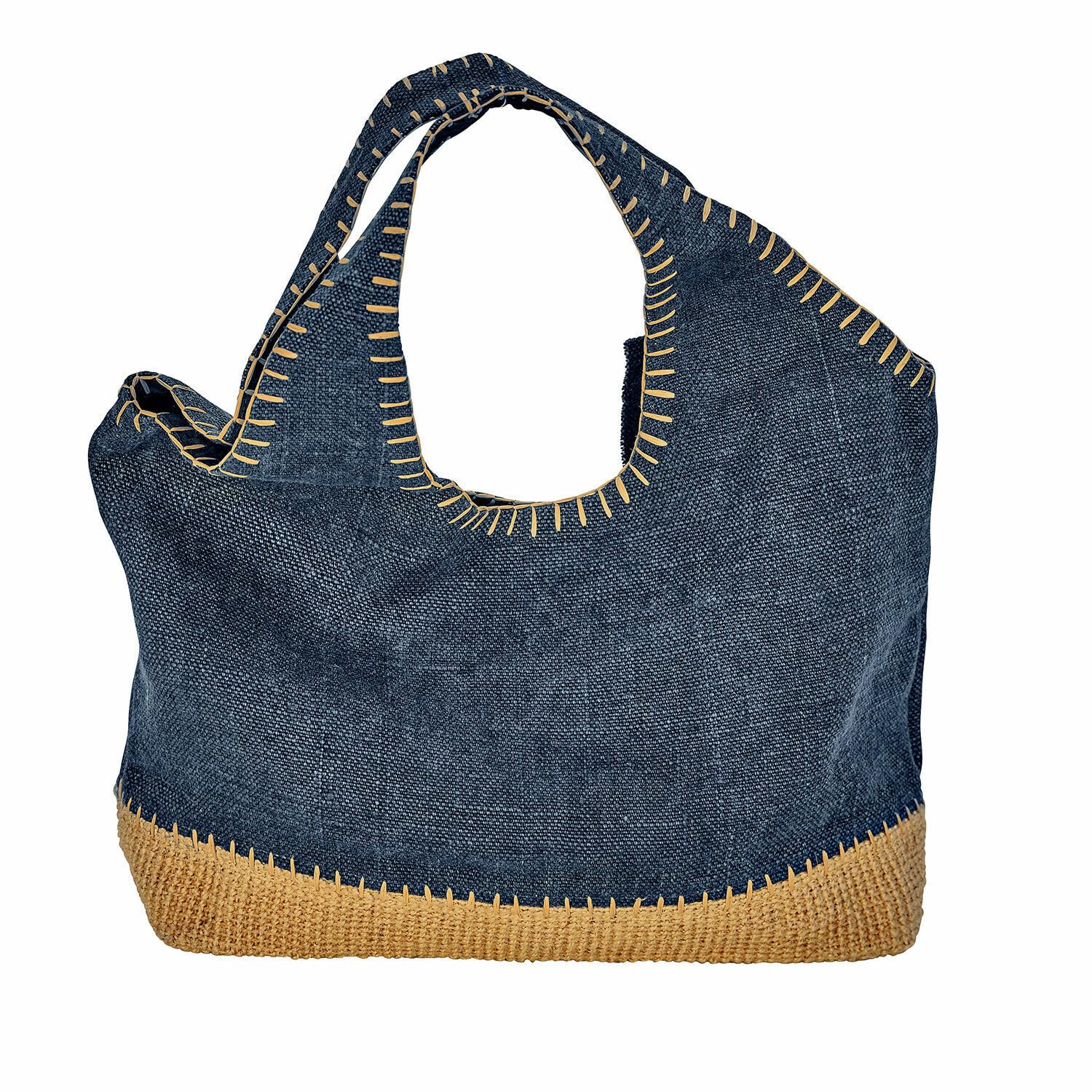 Loberon Tasche 2er Set Cacula, blau/creme