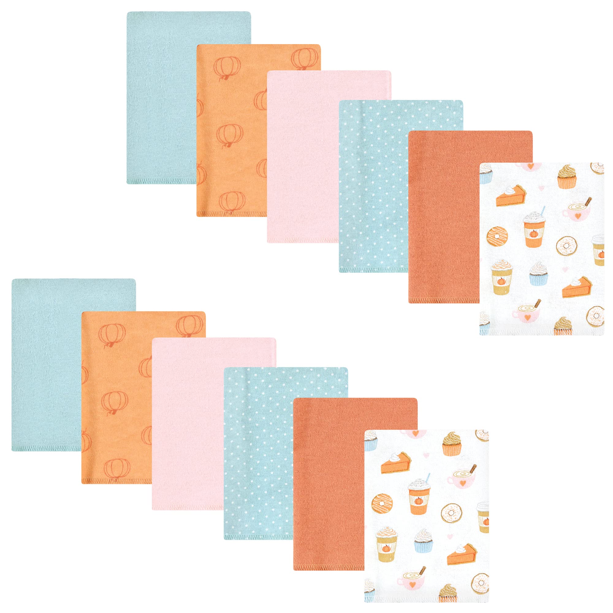 Hudson Baby Unisex Baby Cotton Flannel Burp Cloths Bundle, Pumpkin Spice, One Size