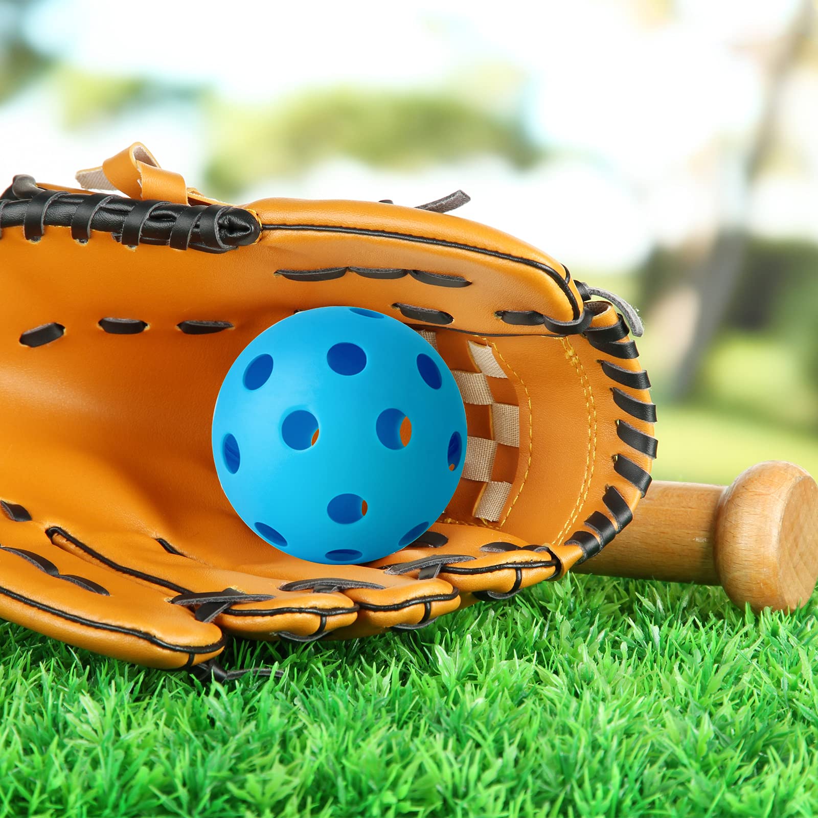 Coopay Baseball-Übungsbälle aus Kunststoff, leicht, hohl, Softbälle zum Schlagen, Baseball-Training, für drinnen und draußen, 24/80 Stück