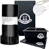 Pressice Barware Ice Ball Press – Aluminum Ice Press for Father's Day Gift – Create Effortless Large Spheres – Includes Ice Tray – USA Small Business (Black Finish)