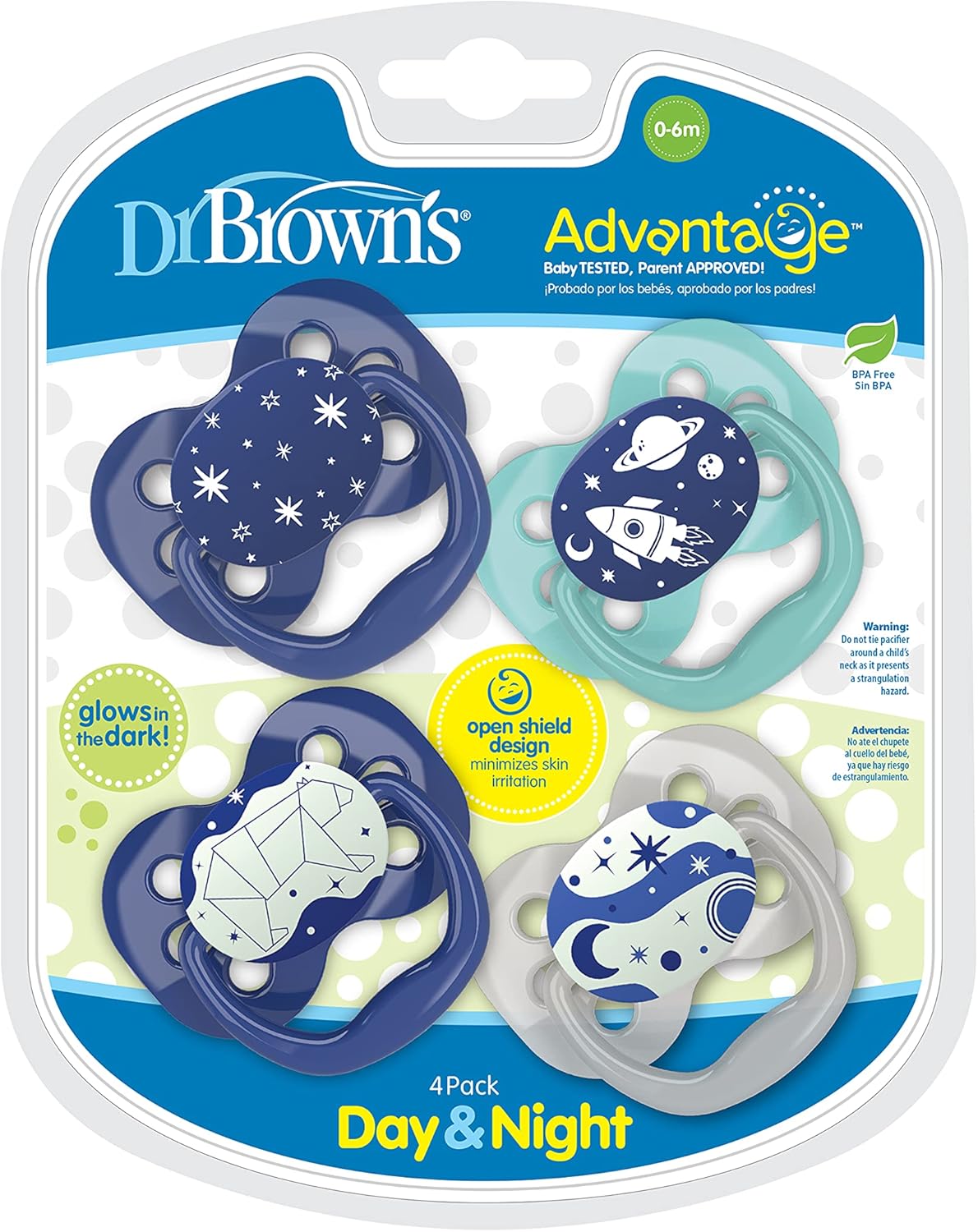 Dr. Brown's Advantage Pacifiers, Stage 1, Blue,1 pack 4 piece Amazon