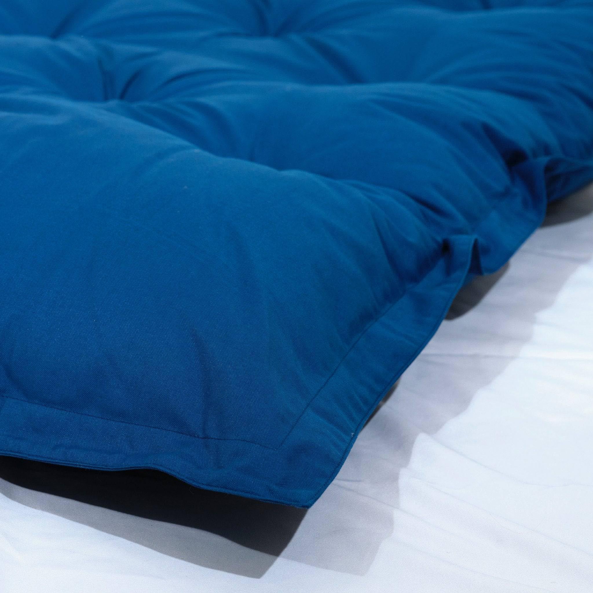 Futon XXL d'extérieur – Matelas de Sol 195x100cm pour Salon de Jardin, terrasse ou Balcon – Coussin de Sol épais & Moelleux pour Palette ou Banquette – Bleu Pétrole – Déco Arts
