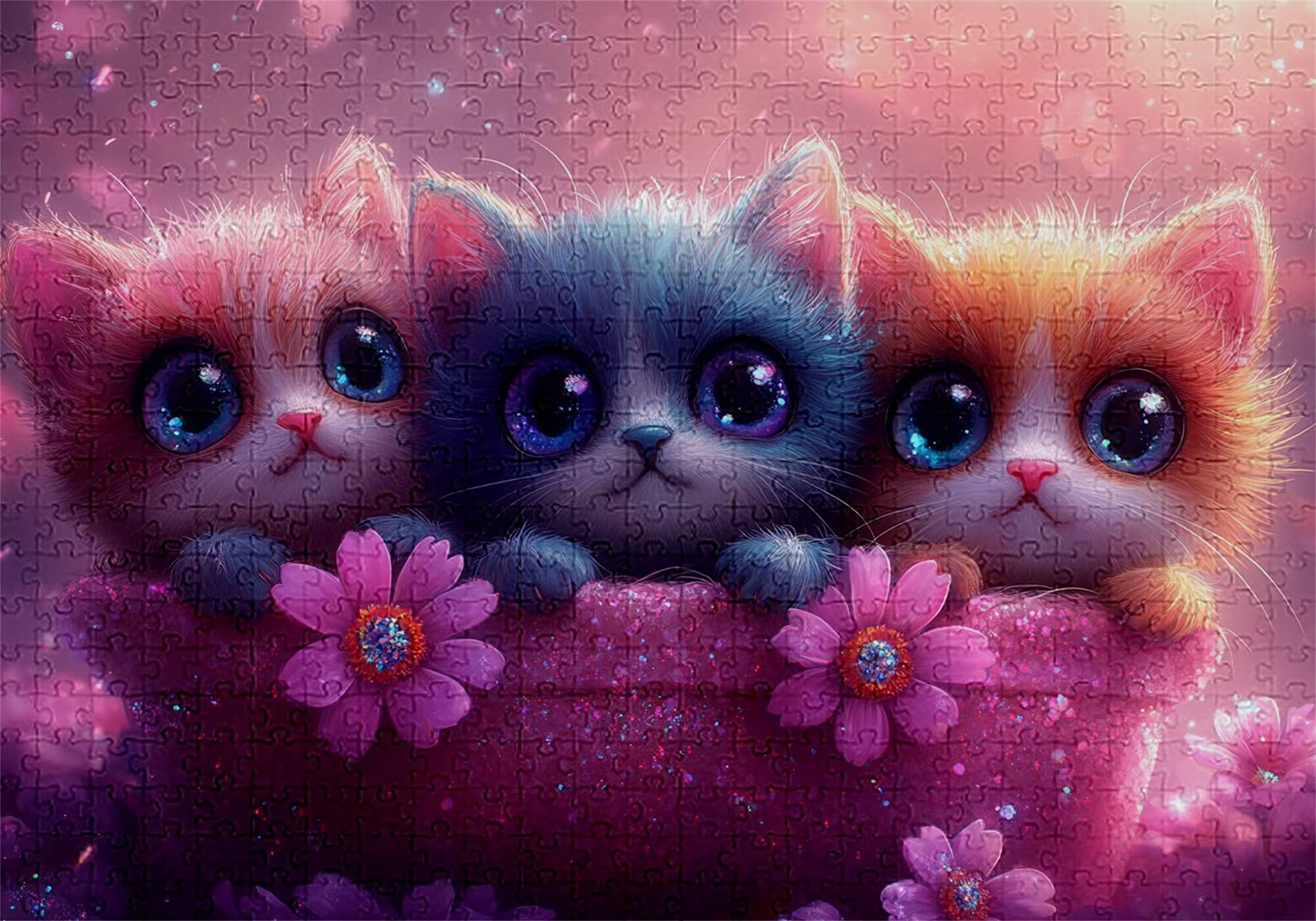 Puzzle 4000 elementów kot puzzle dla dorosłych kwiaty 141 x 87 cm unikalne rzemiosło klasyczne 3D drewniana układanka do rodzinnych gier aktywnych, układanka do samodzielnego wykonania nawet do