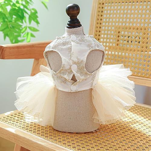 Miniatura 3 de Vestidos tutú para perro, vestido de novia de encaje para cachorro, vestido de verano suave y transpirable para perro, trajes de algodón para