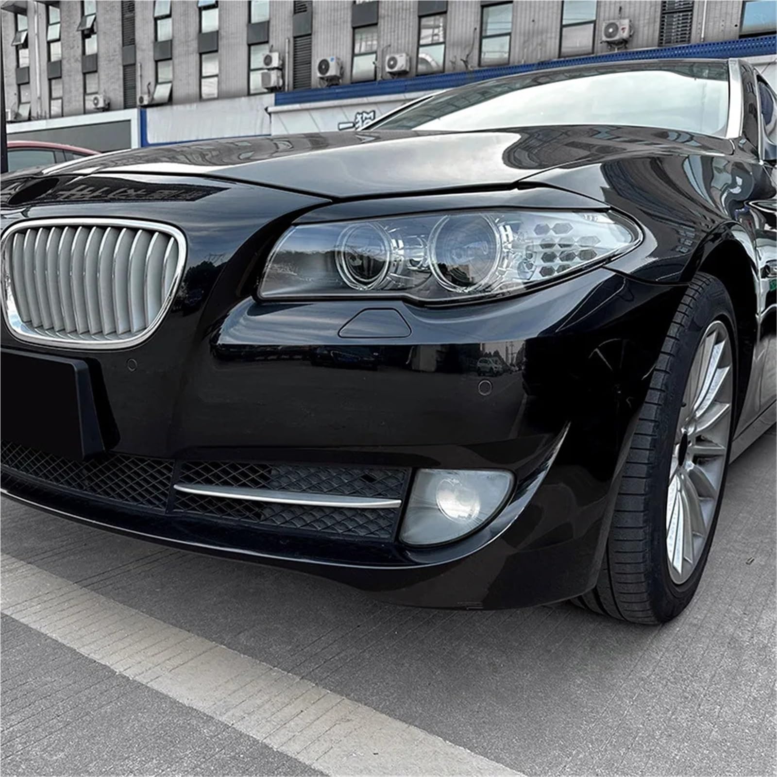 Fari Sopracciglia Palpebre Misura for BMW Serie 5 F10 F11 2011-2014 Styling Faro Anteriore Sopracciglio Lampada Trim Copertura palpebra decorazione per sopracciglia auto(Gloss Black)