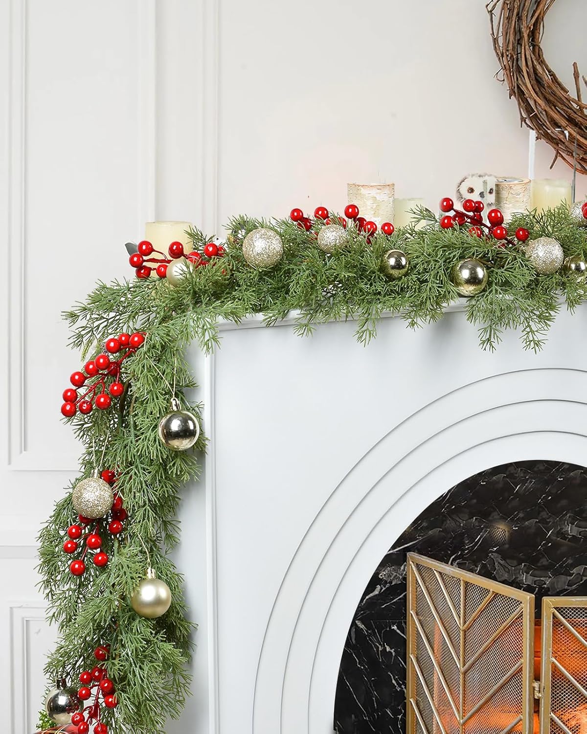 6FT Pine Christmas Greenery Clearance, Realistic Cedar Cypress Garland for Holiday Mantel Fireplace Table Centerpiece Decoration - Image 7