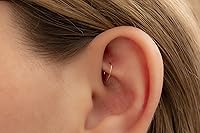 Vista 4 de Small Gold Tragus Huggie Hoop Earrings for Women Cartilage Nose Helix Tragus Rook Piercing(Gold, 6mm 24 gauge 1 pair)