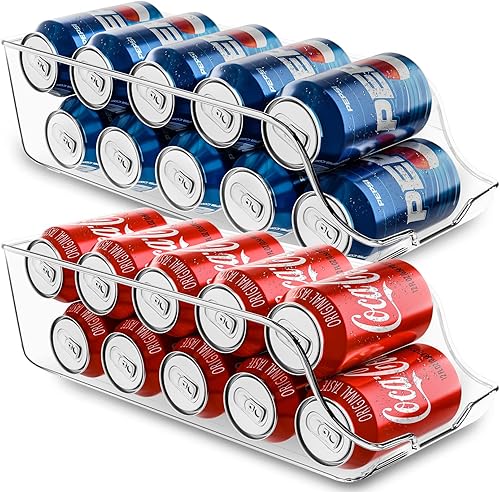 Utopia Kitchen Organizador de latas para despensa paquete de 2  Organizador de latas de soda para refrigerador  Organizador de almacenamiento de