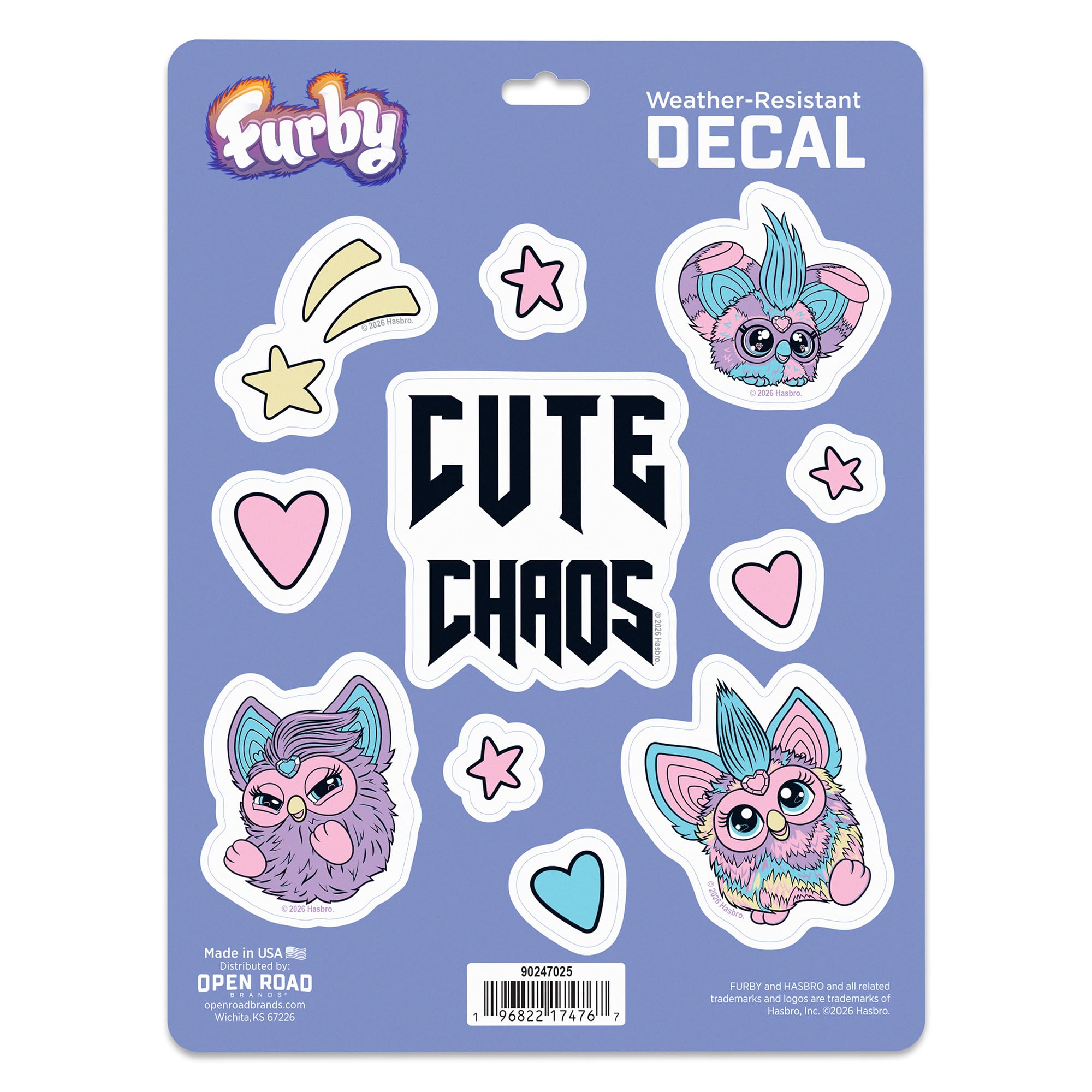 Hasbro Furby Cute Chaos Adhesive Vinyl Decal Pack