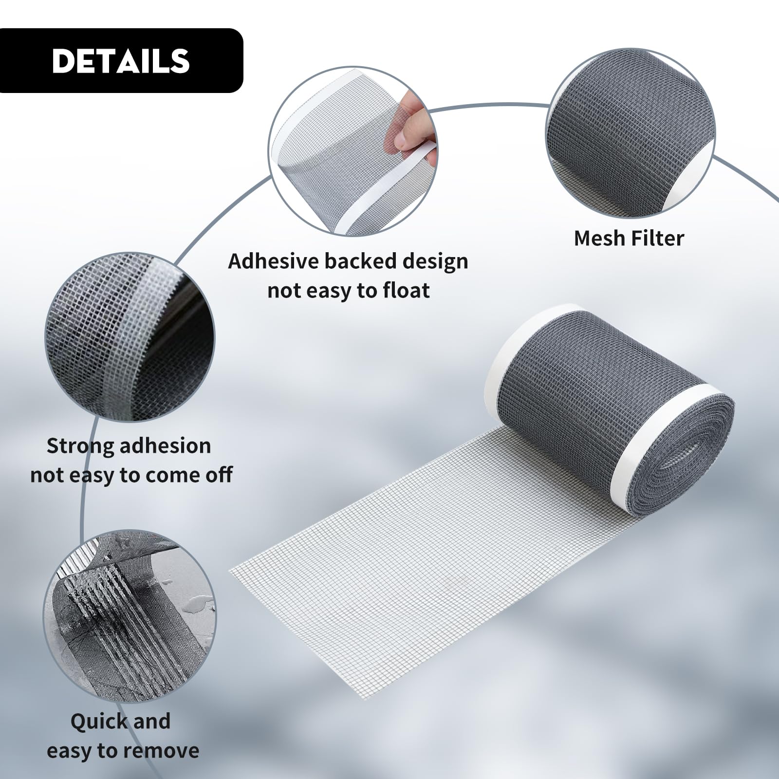 Abfluss Haarfänger 10cm X 10m Rolle | Duschrinne Sieb Aufkleber | Für Badewanne, Dusche & Küche