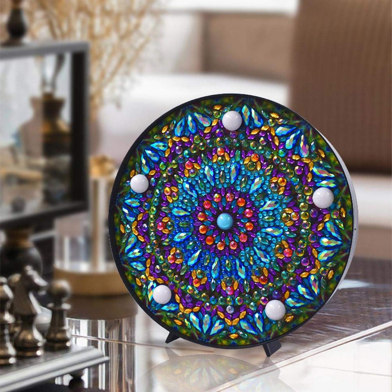 Banapoy Kit Pittura Diamante 3D Fai Da Te - Lampada Da Comodino Decorativa Con Cristalli, Arti E Mestieri - 4